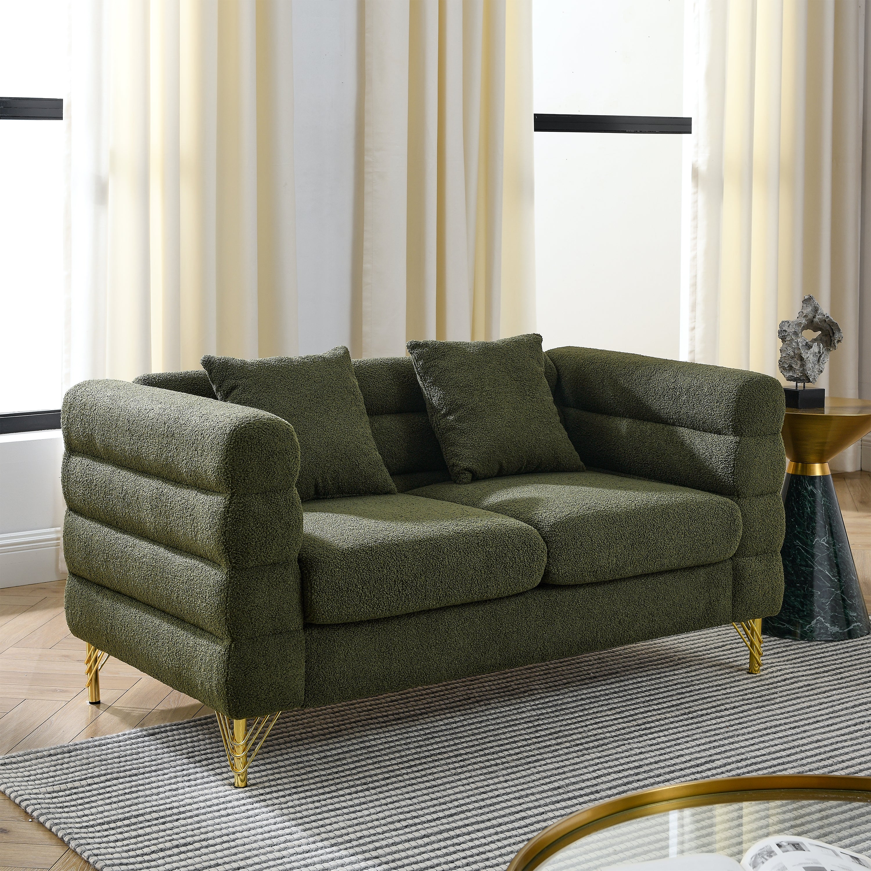 60" Oversized 2-Seater Sectional Sofa - Green