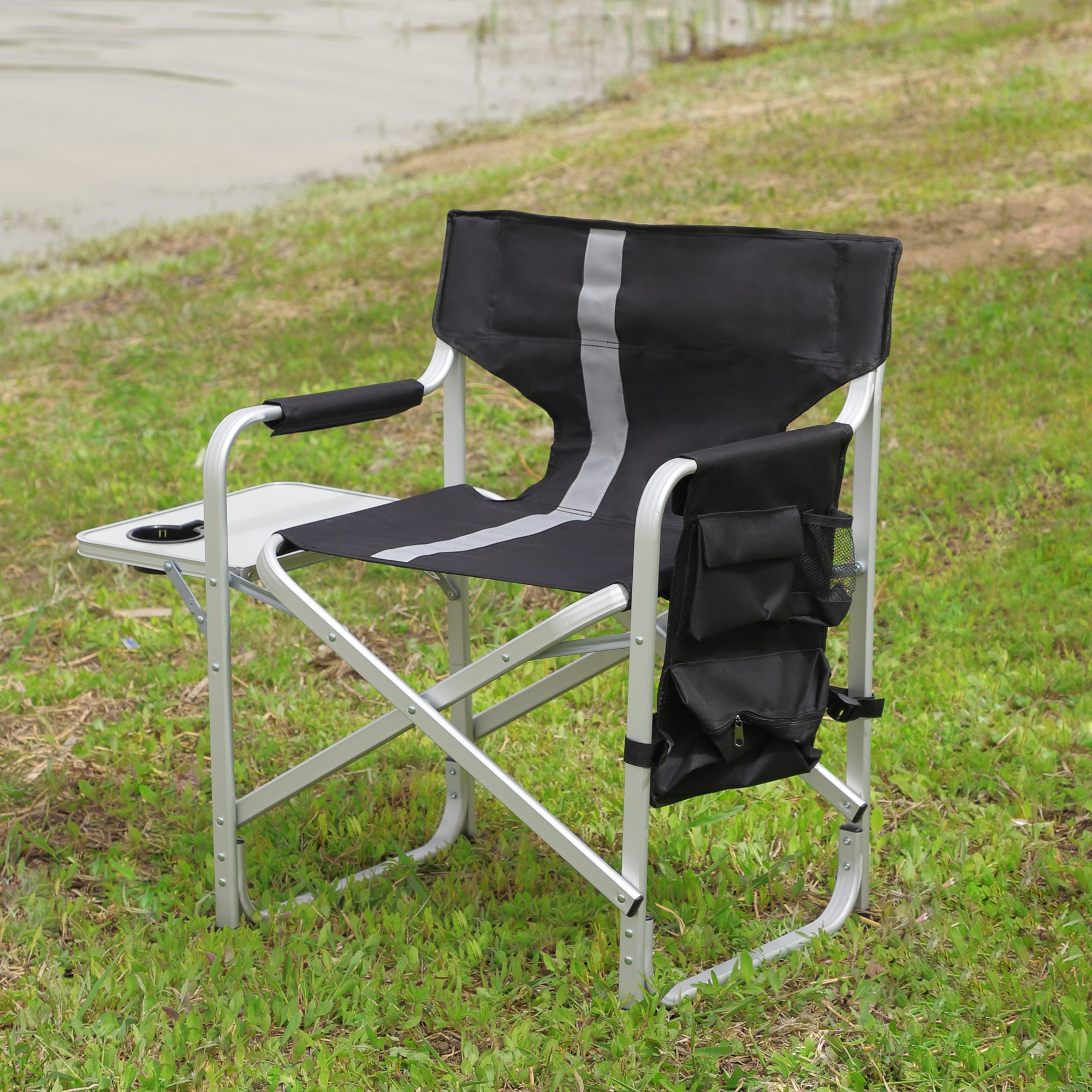 Folding Chair with Side Table & Storage
