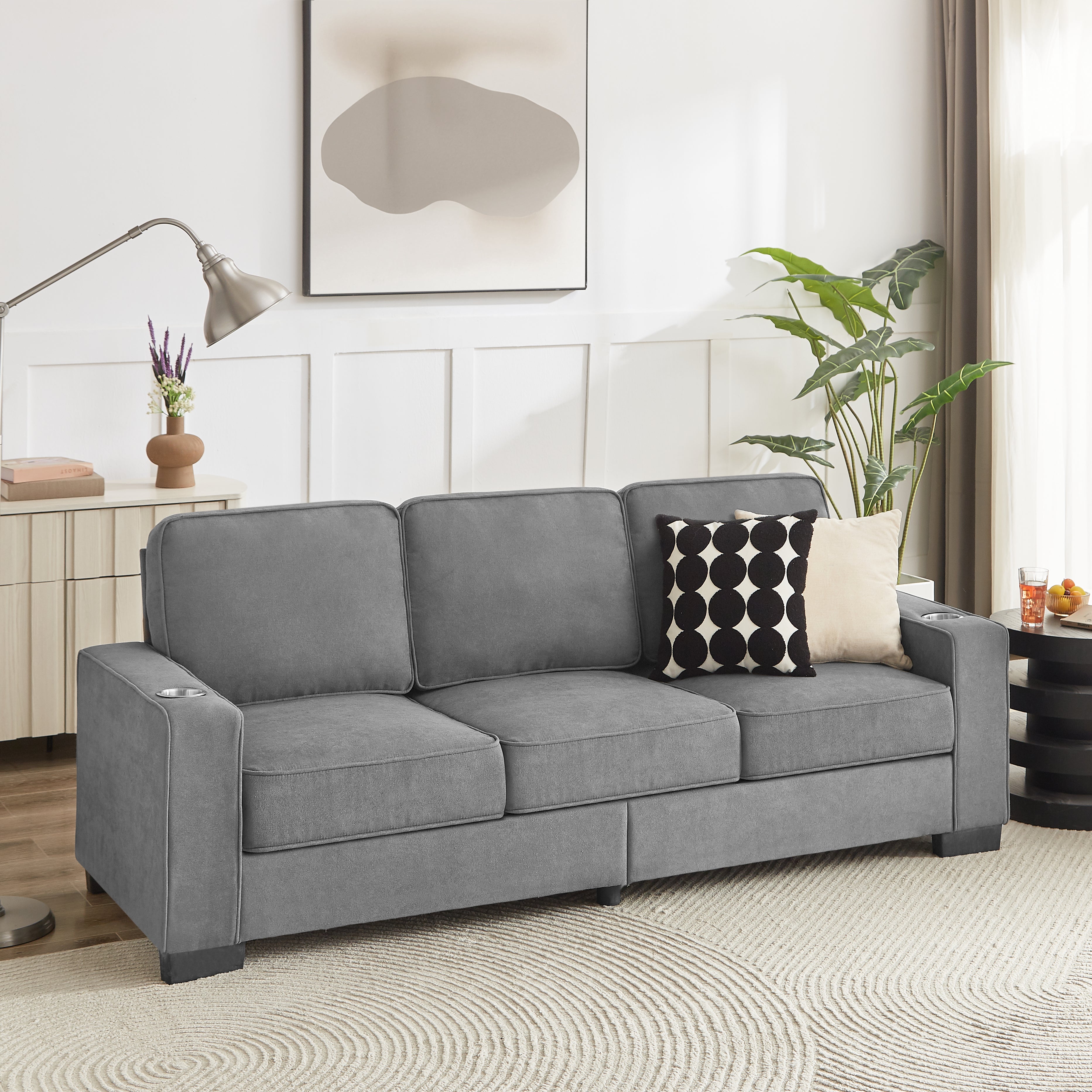 Snowfleece Sofa: Modern 3-Seater Couch, Gray
