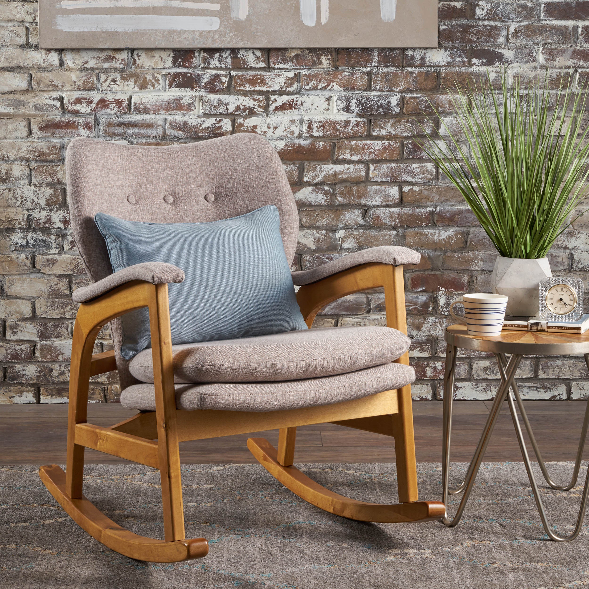 Mid-Century Modern Fabric Rocking Chair