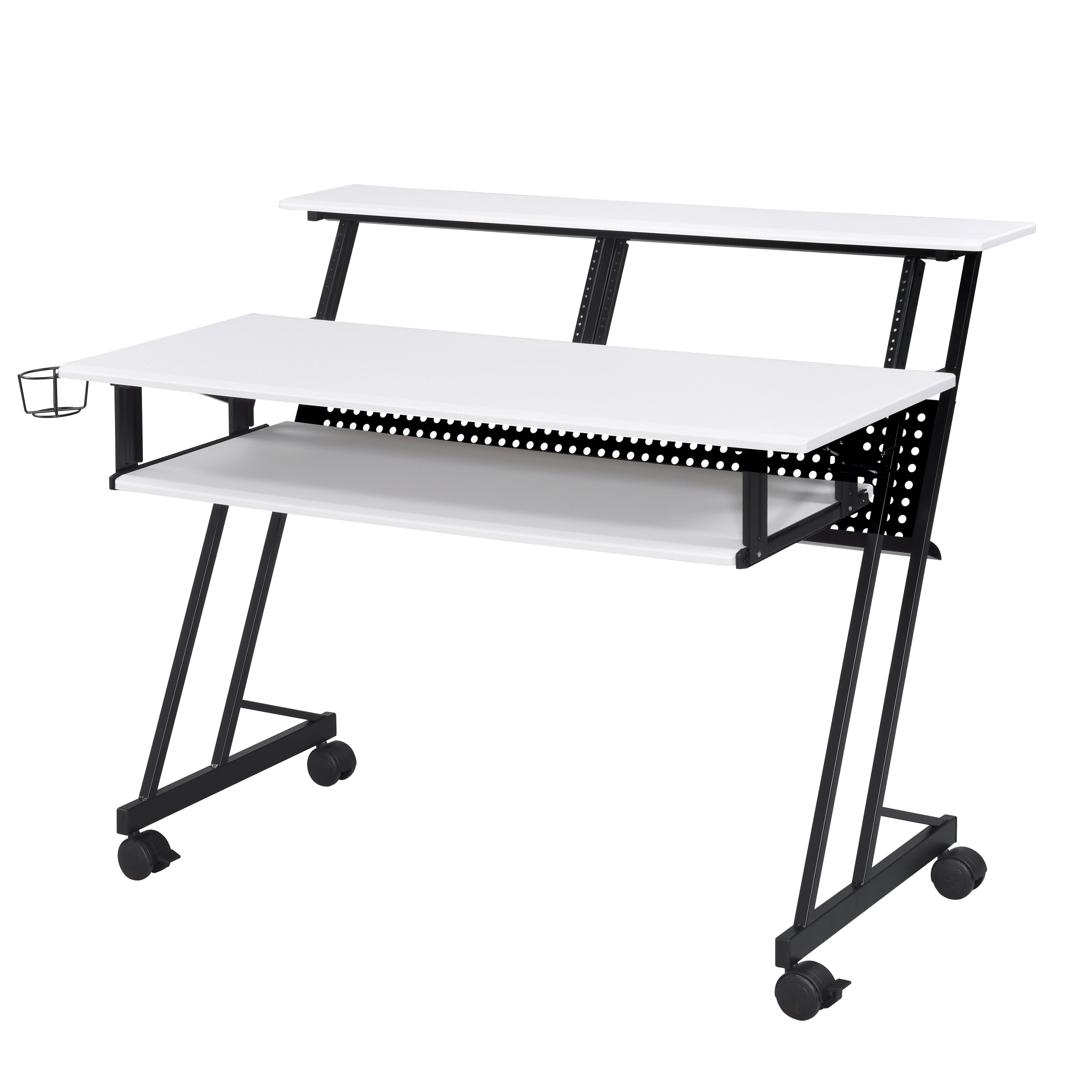 White & Black Studio Desk | Metal Base