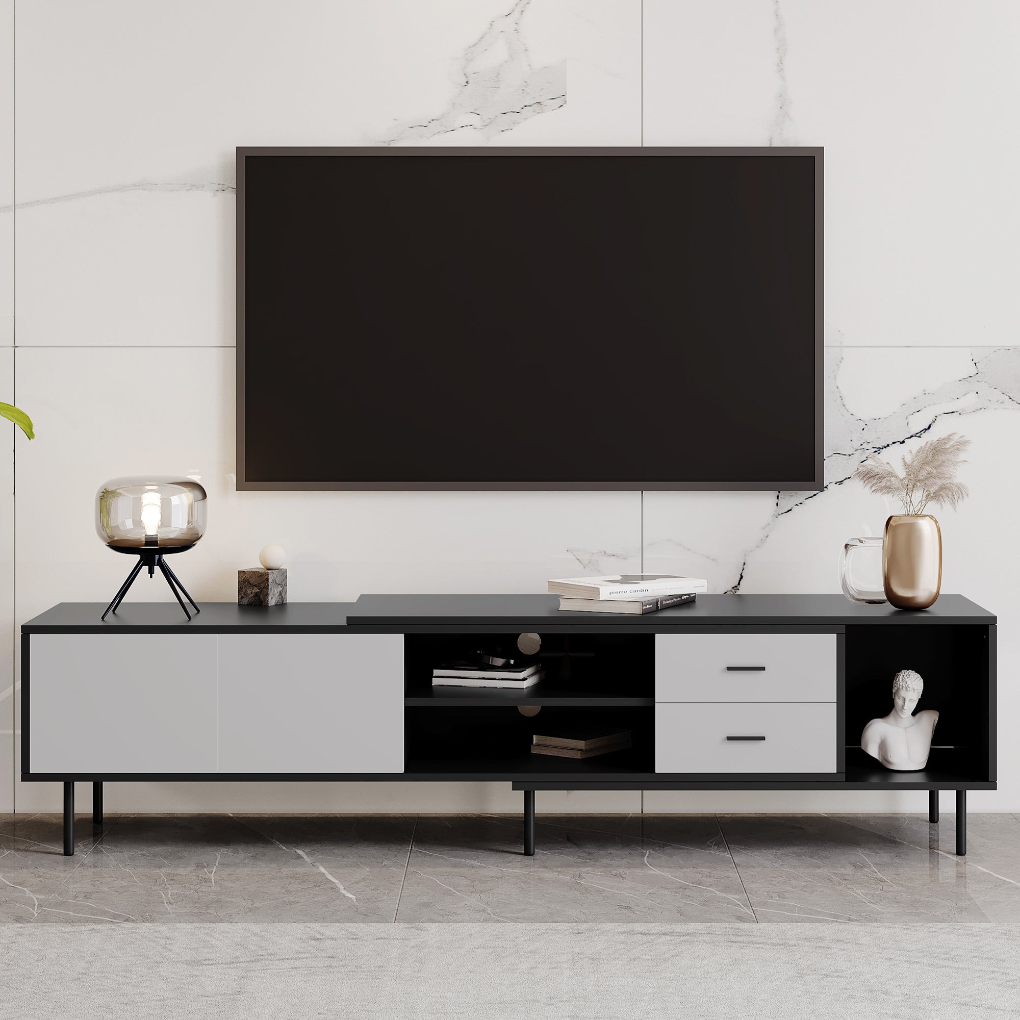 Modern TV Stand for 80" TVs | Media Console w/ Storage