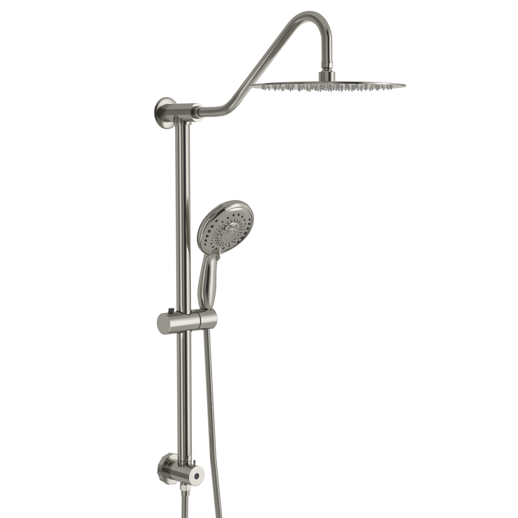 Brushed Nickel Shower Set: Dual Shower Heads