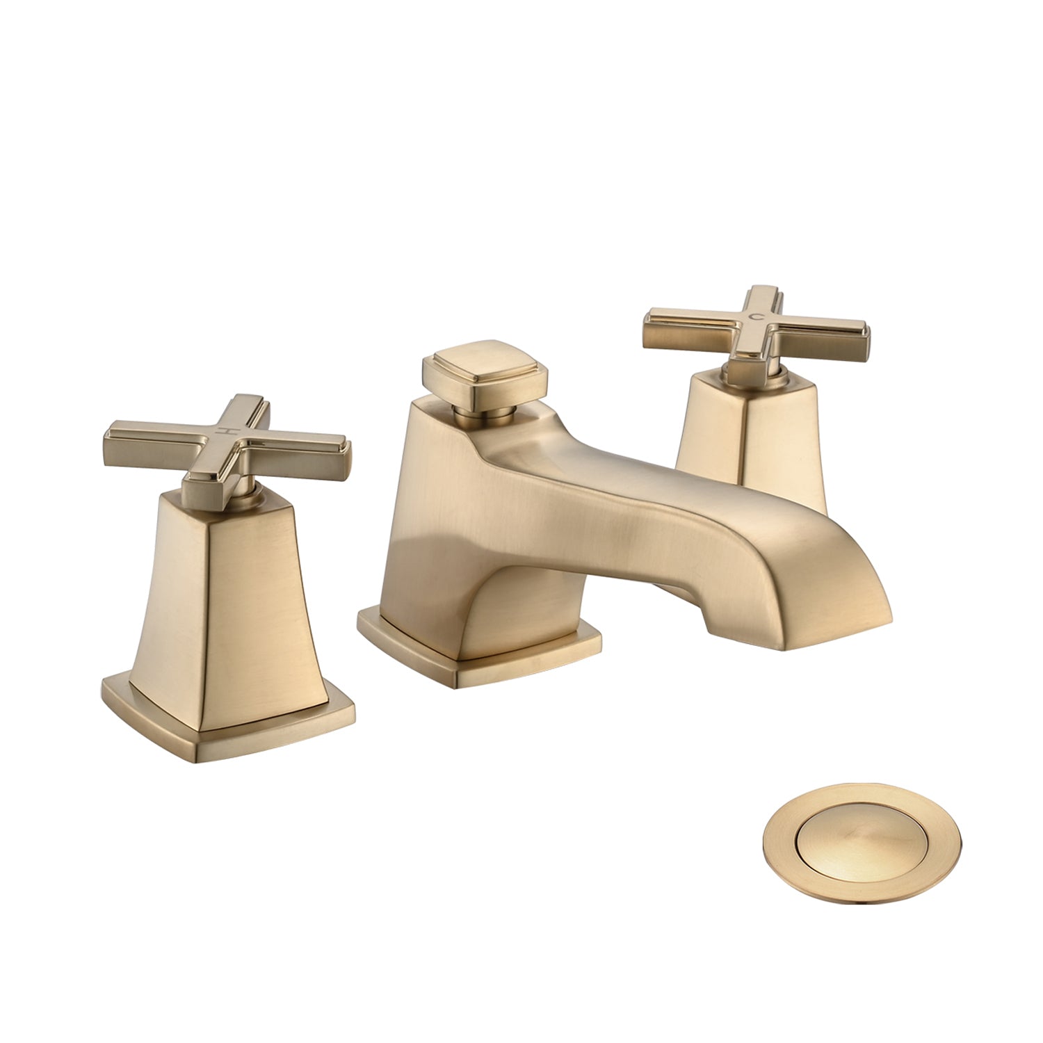 Brushed Gold High-Arc Bathroom Faucet w/ Drain