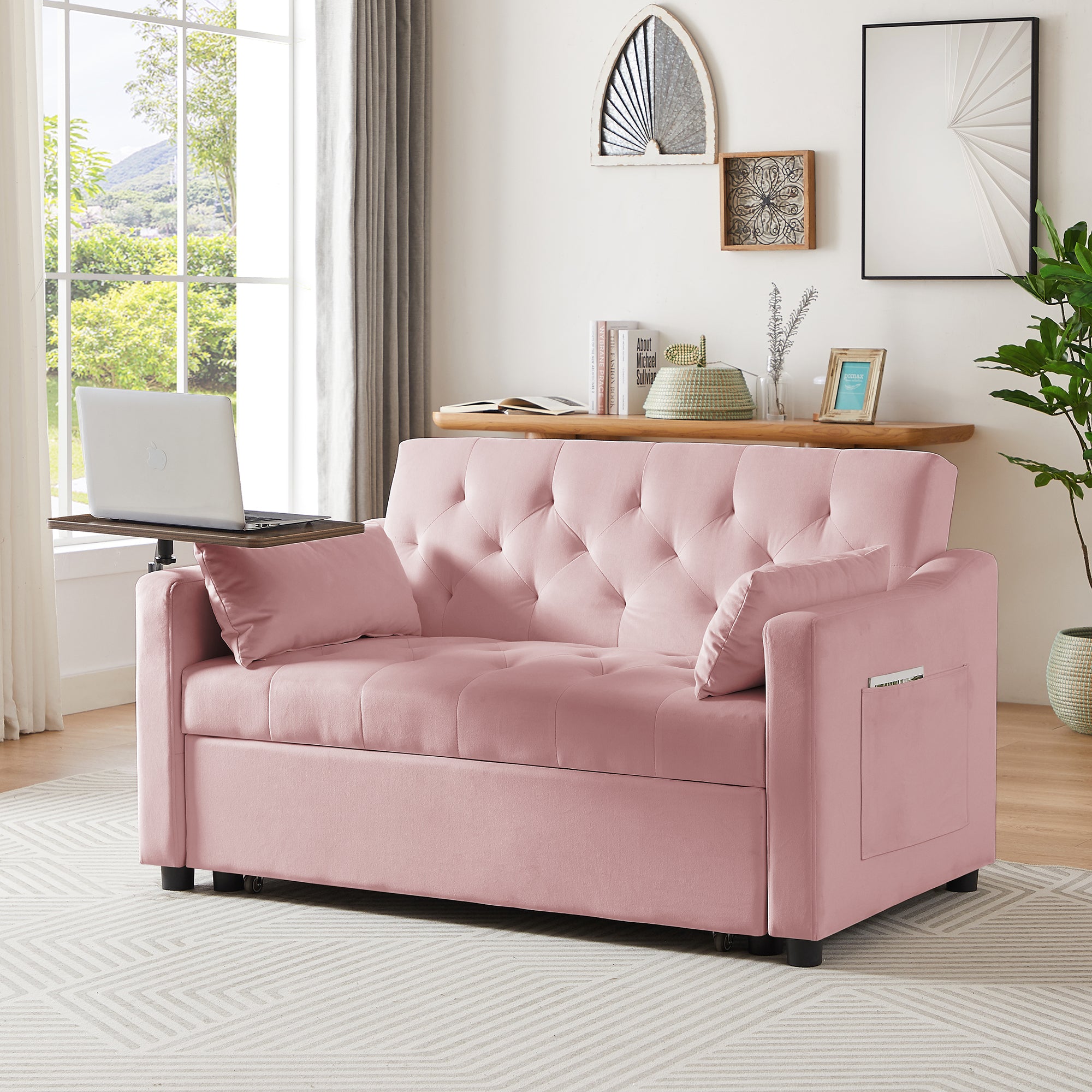 Pink Velvet Sofa Bed: Stylish & Comfy