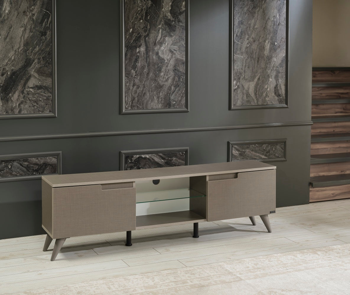 Mid Century Modern TV Stand, 66", Brown | FurnisHome