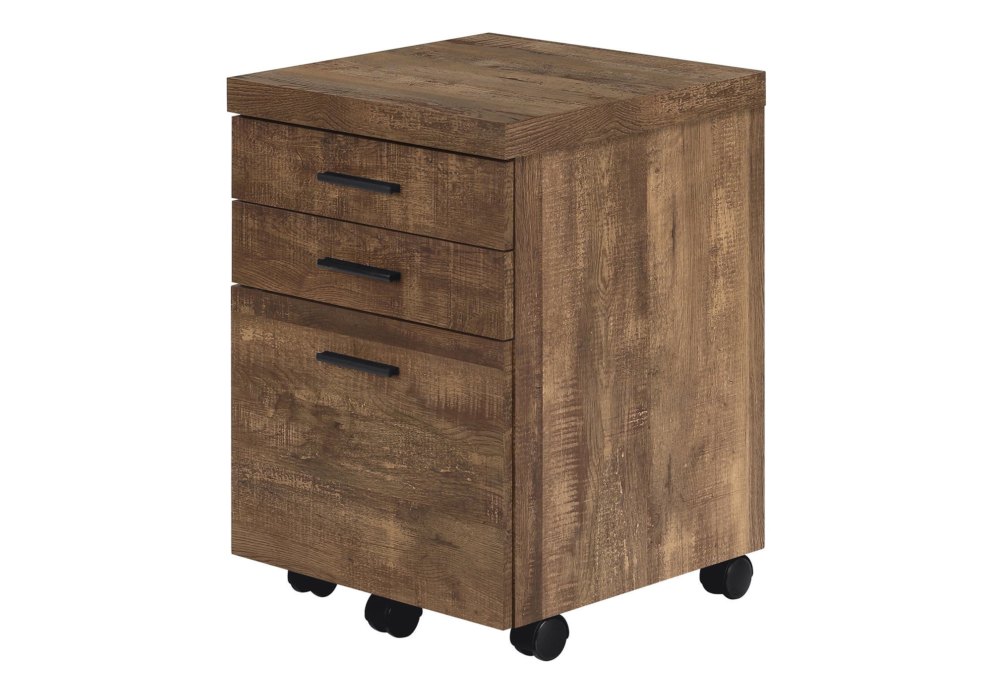 Modern Brown Laminate Rolling File Cabinet