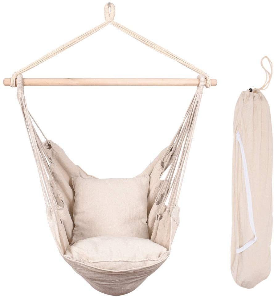 Relaxing Rope Hammock Chair with Cushions