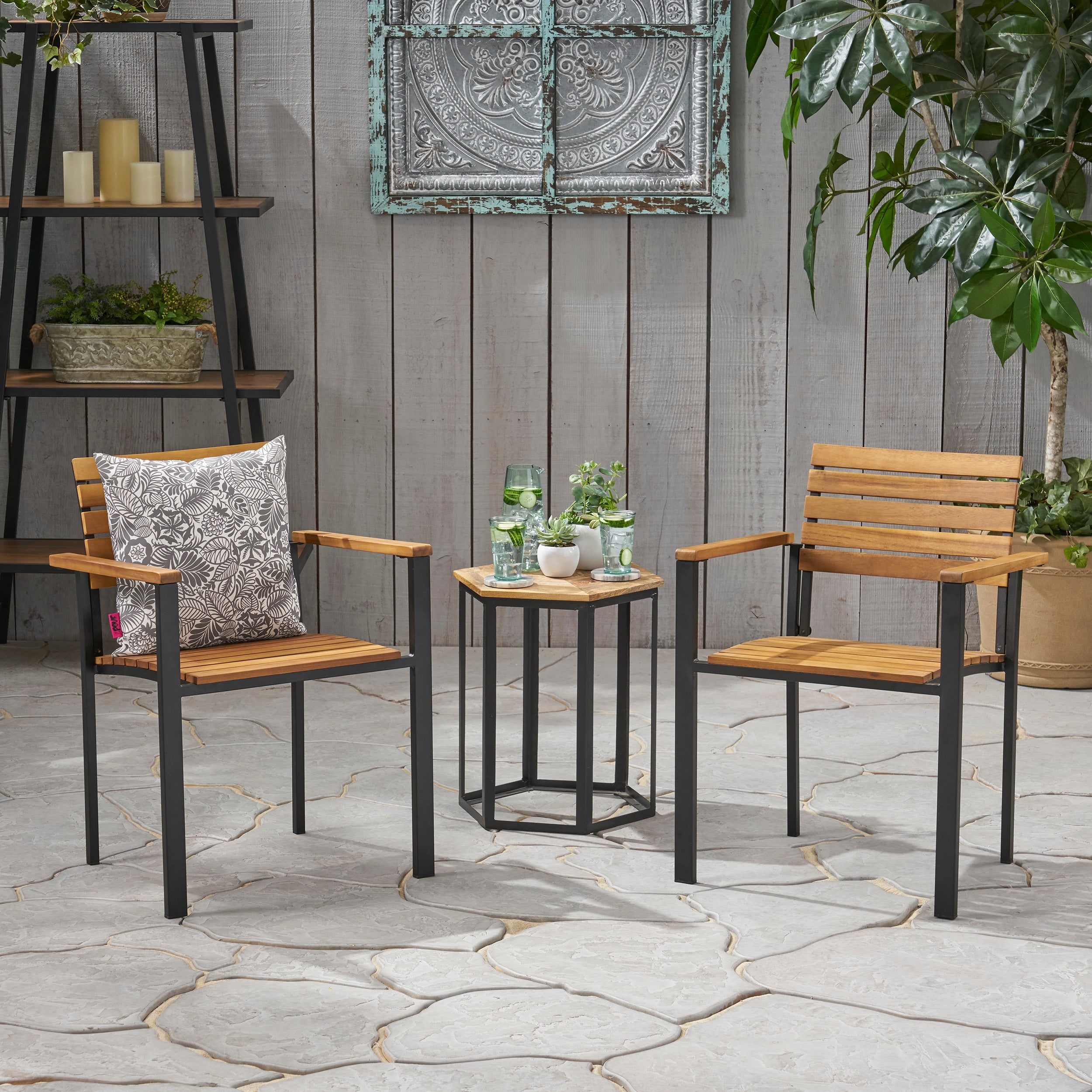 LARIS Wood & Metal Patio Chair
