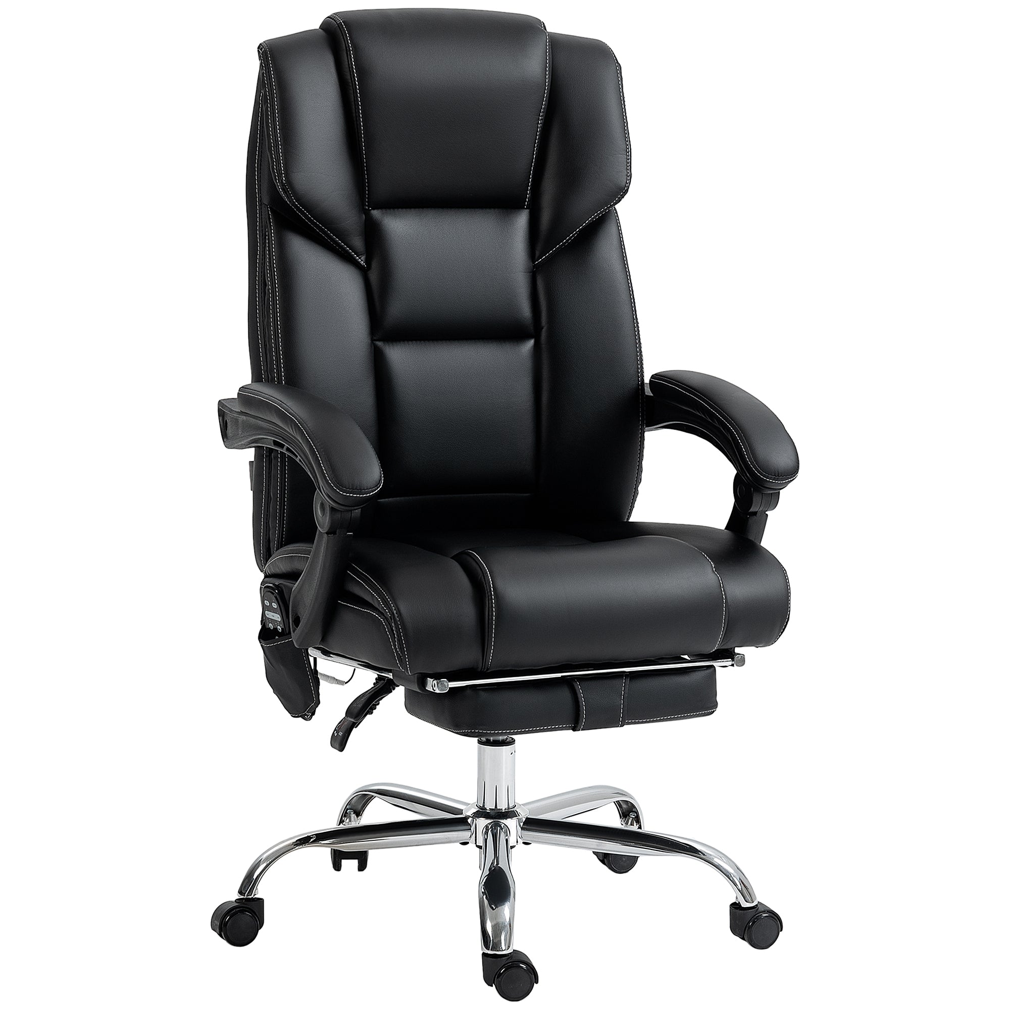 Massage Office Chair, Heated Lumbar, Reclining, Black