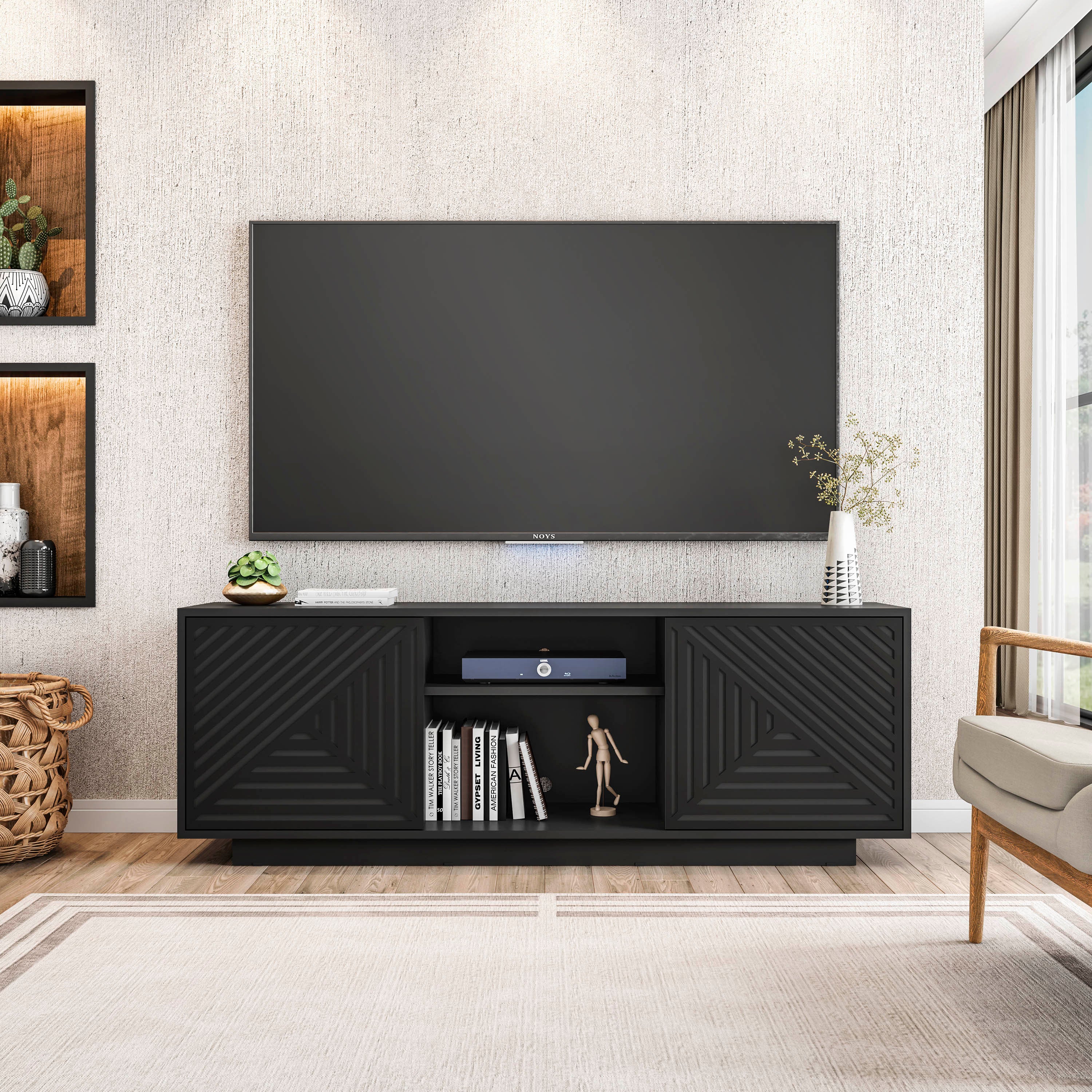 Techni Mobili Modern TV Stand, 70" TVs, Black