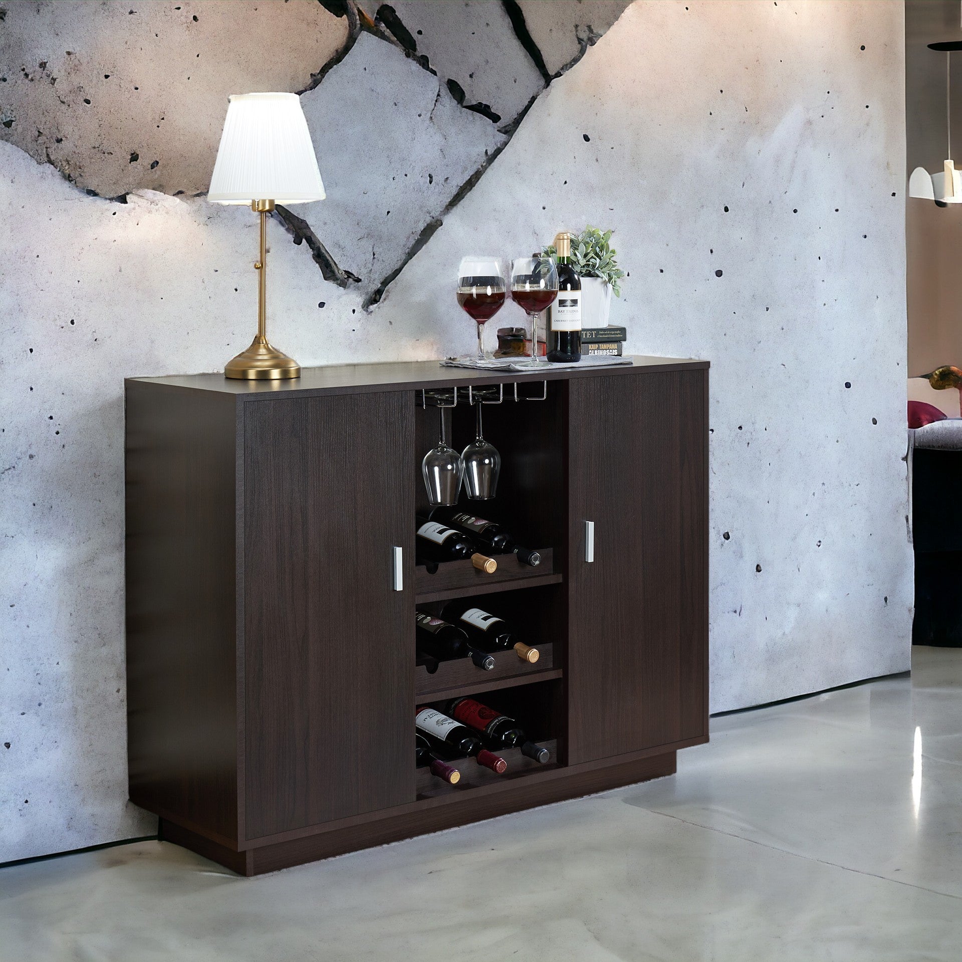 Espresso 2-Door Wine Cooler Cabinet