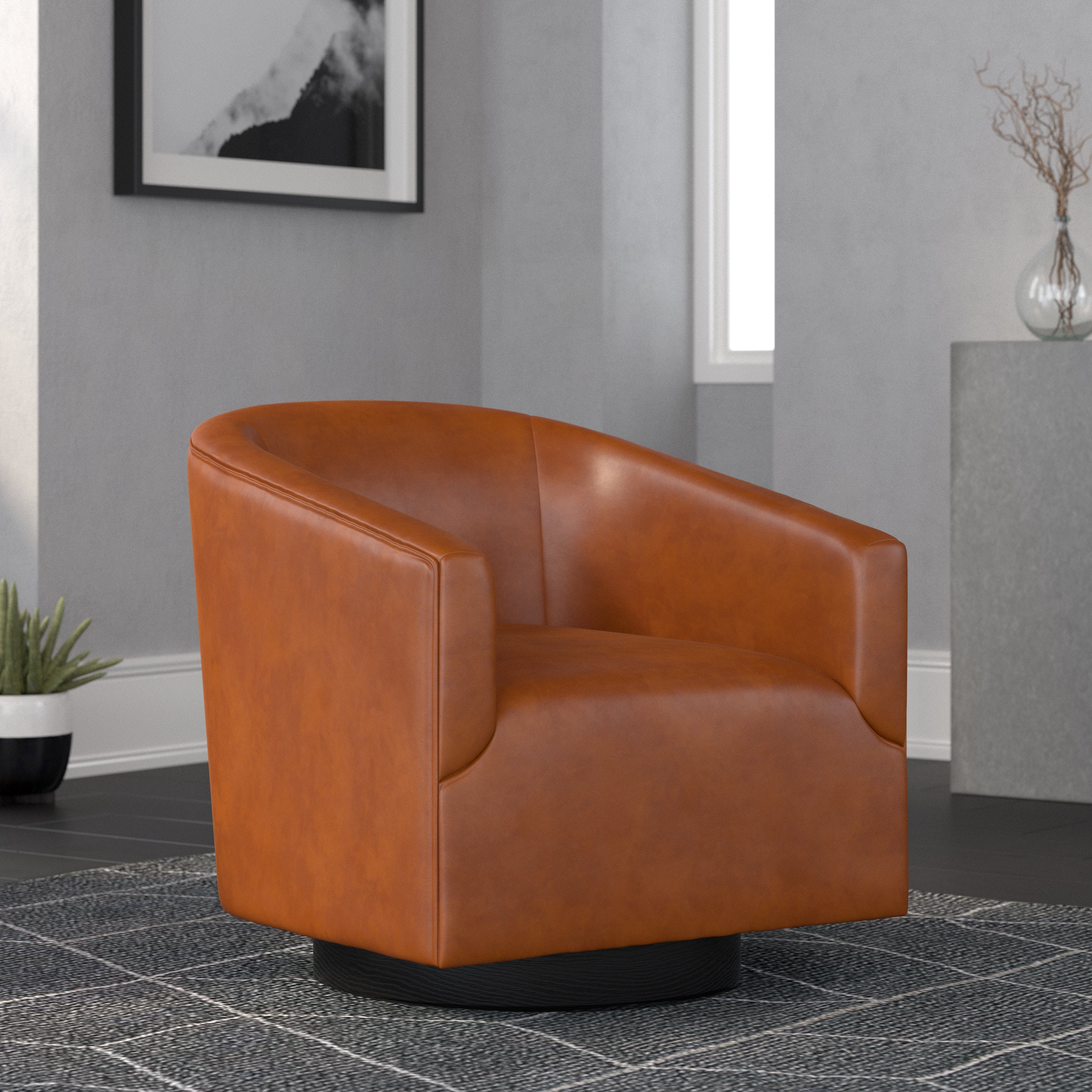 Garland Caramel Swivel Chair: Wood Base Comfort