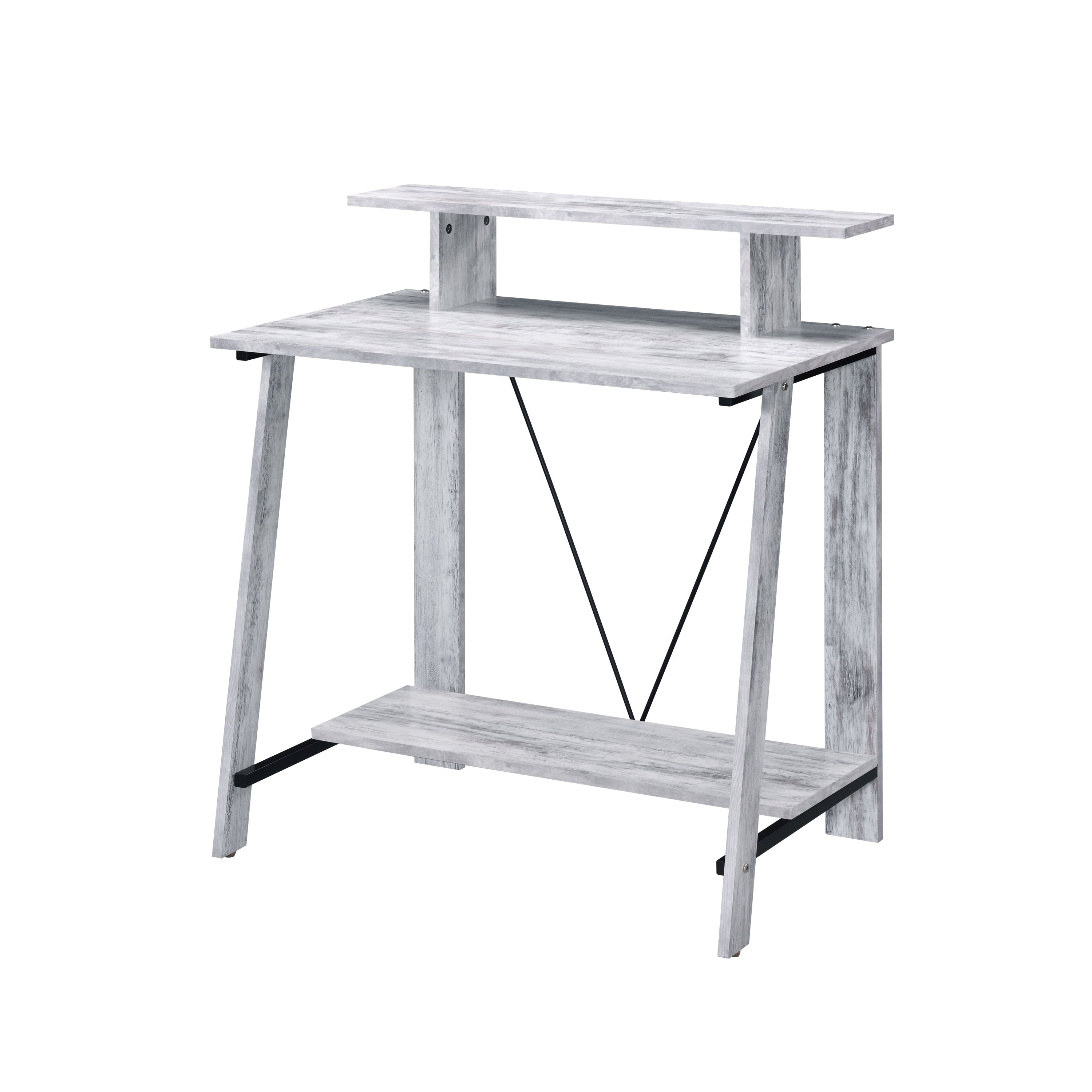 Antique White & Black Writing Desk w/ Shelf