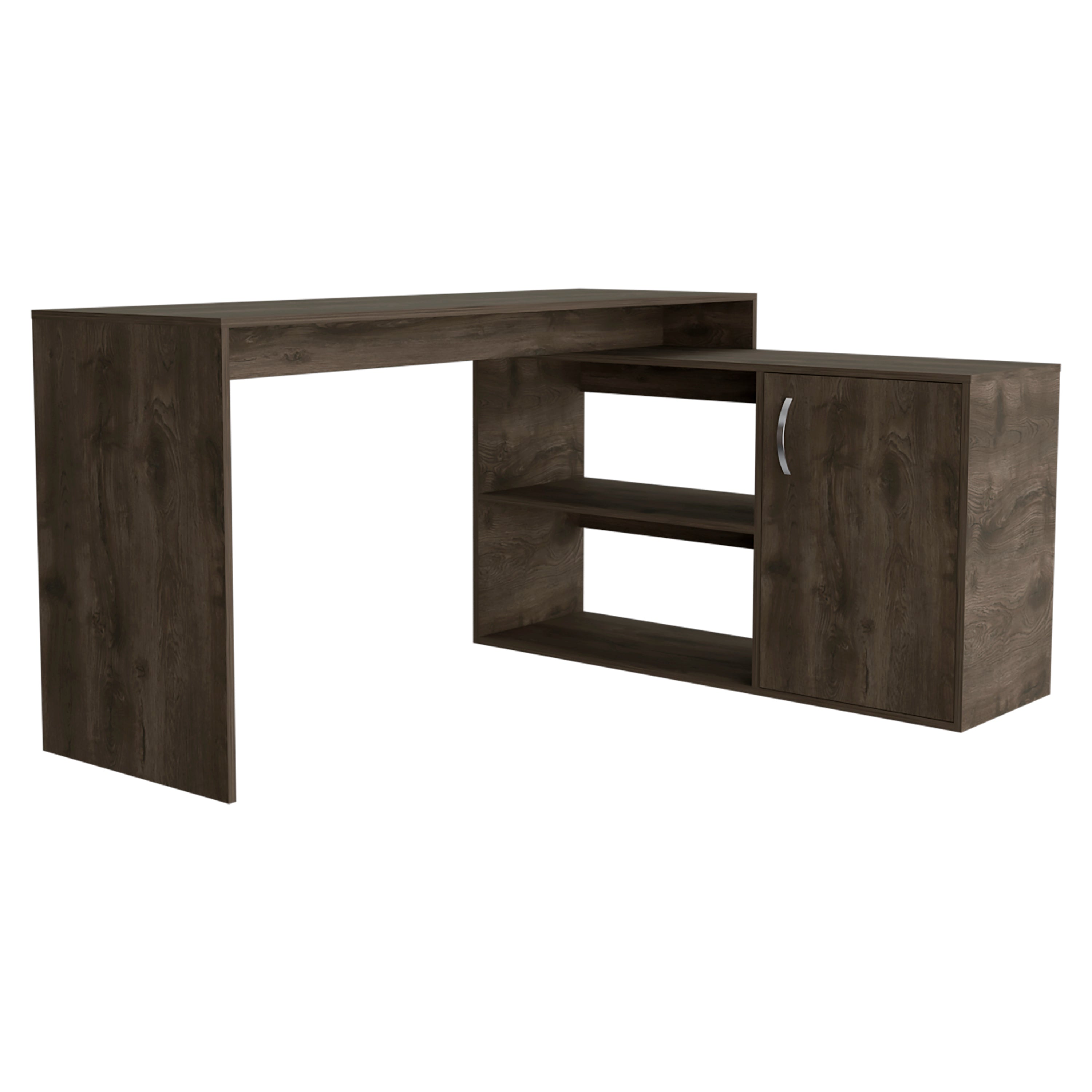 L-Shaped Desk Desti, Dark Brown Office Desk