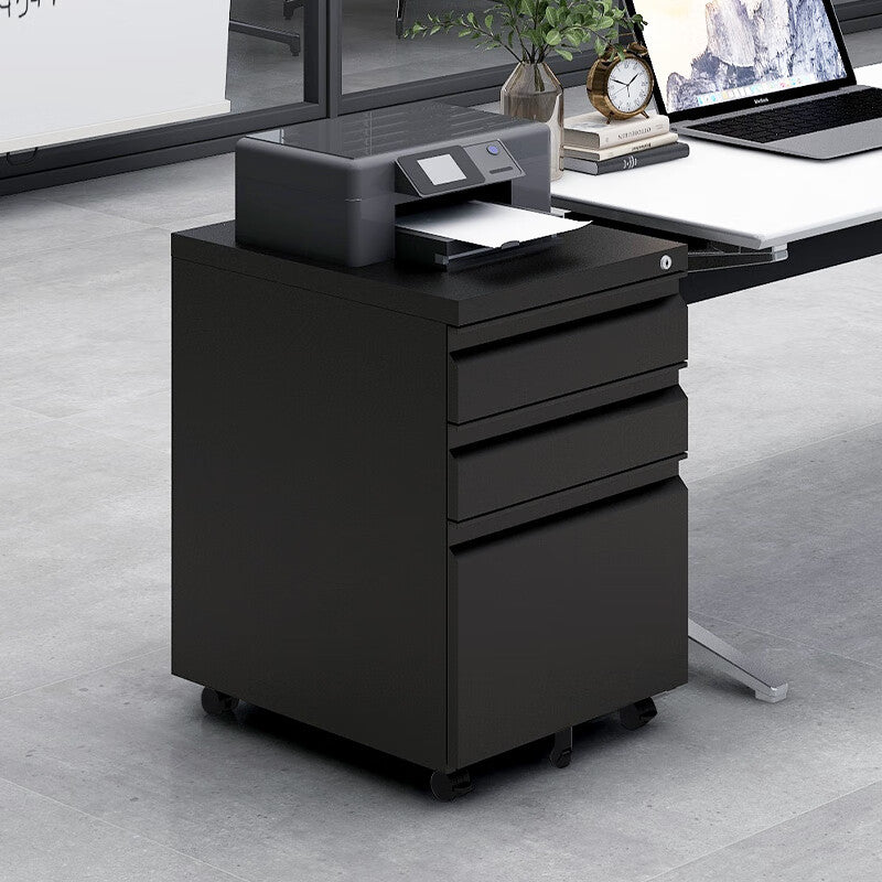 Black Metal File Cabinet with Lock: 3-Drawer