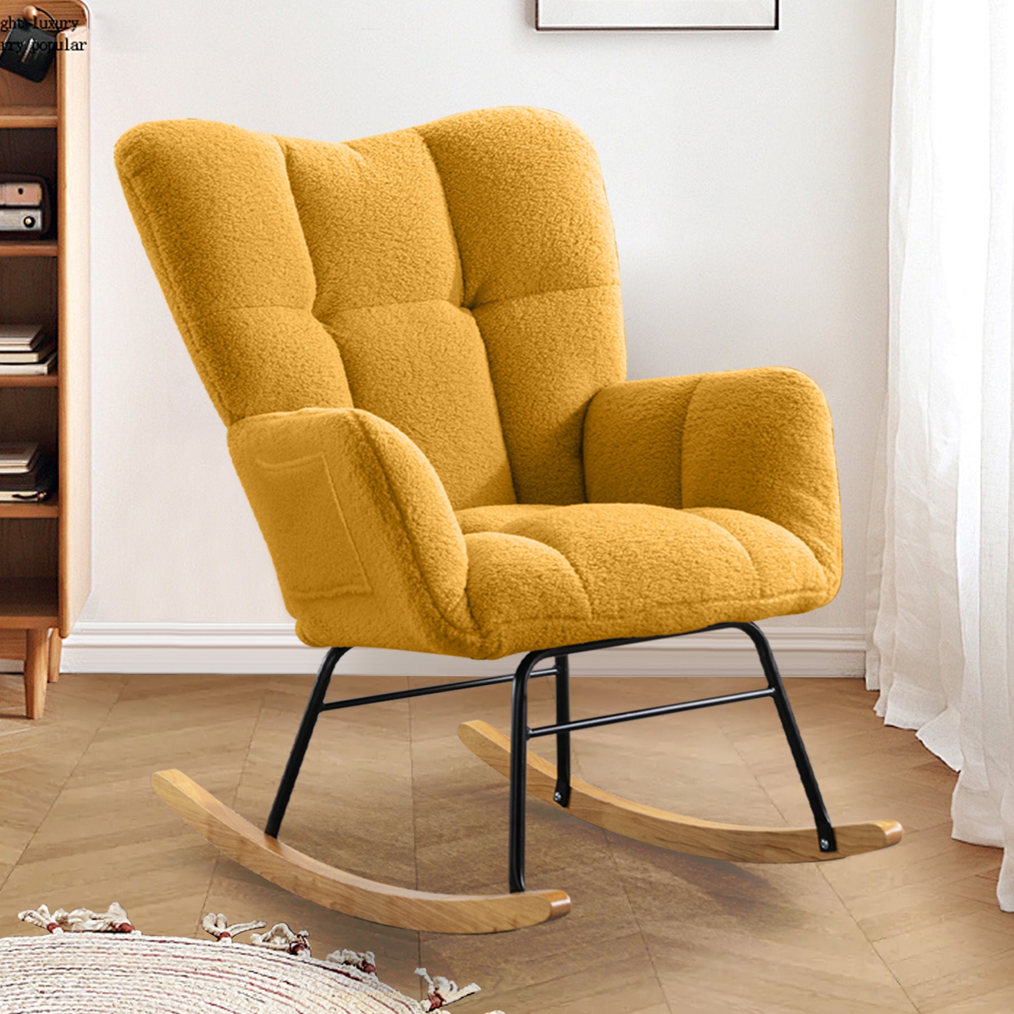 Teddy Rocking Chair | Modern Accent Chair | Yellow