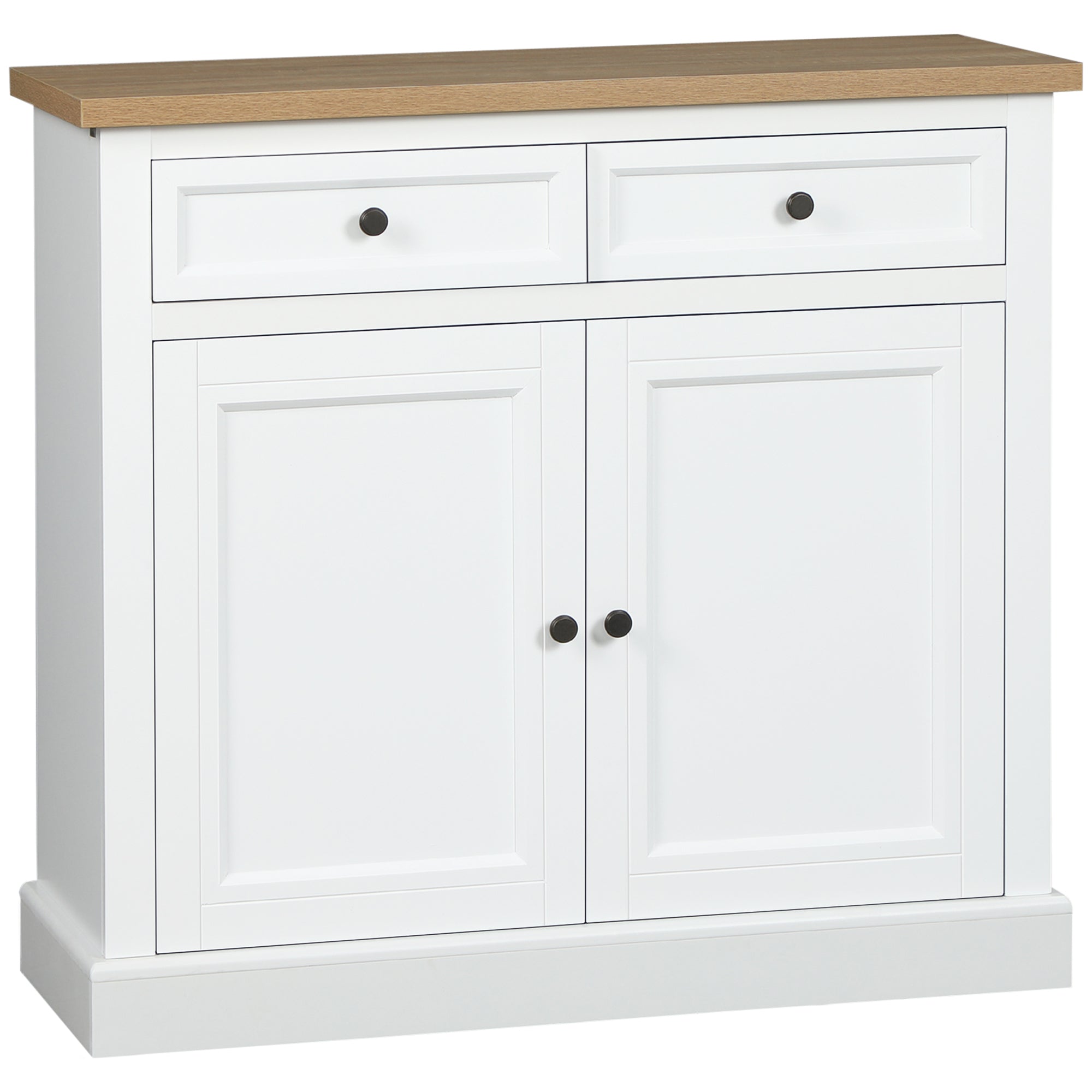 White Sideboard Buffet Cabinet with 2 Drawers & Doors