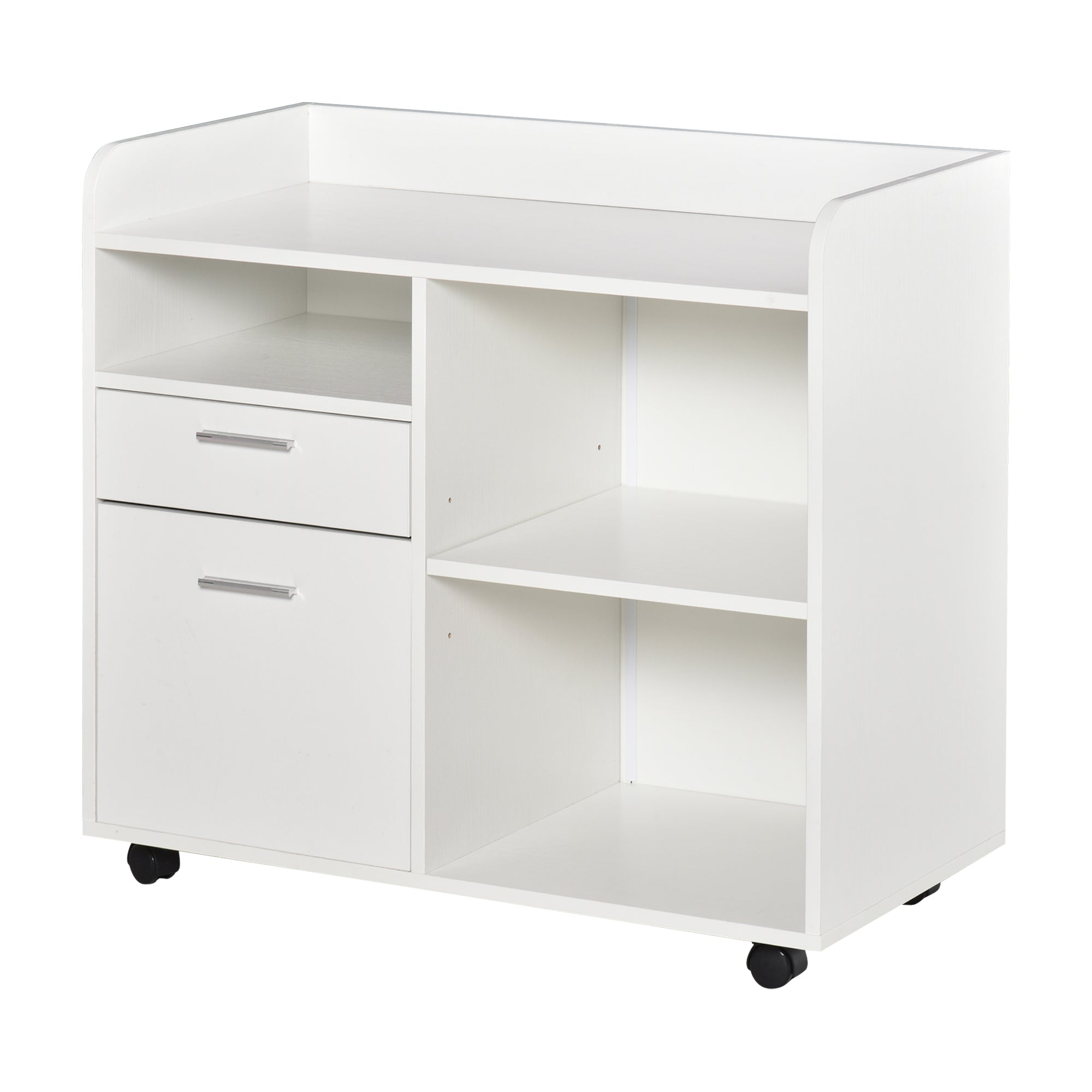 White Mobile File Cabinet with Printer Stand