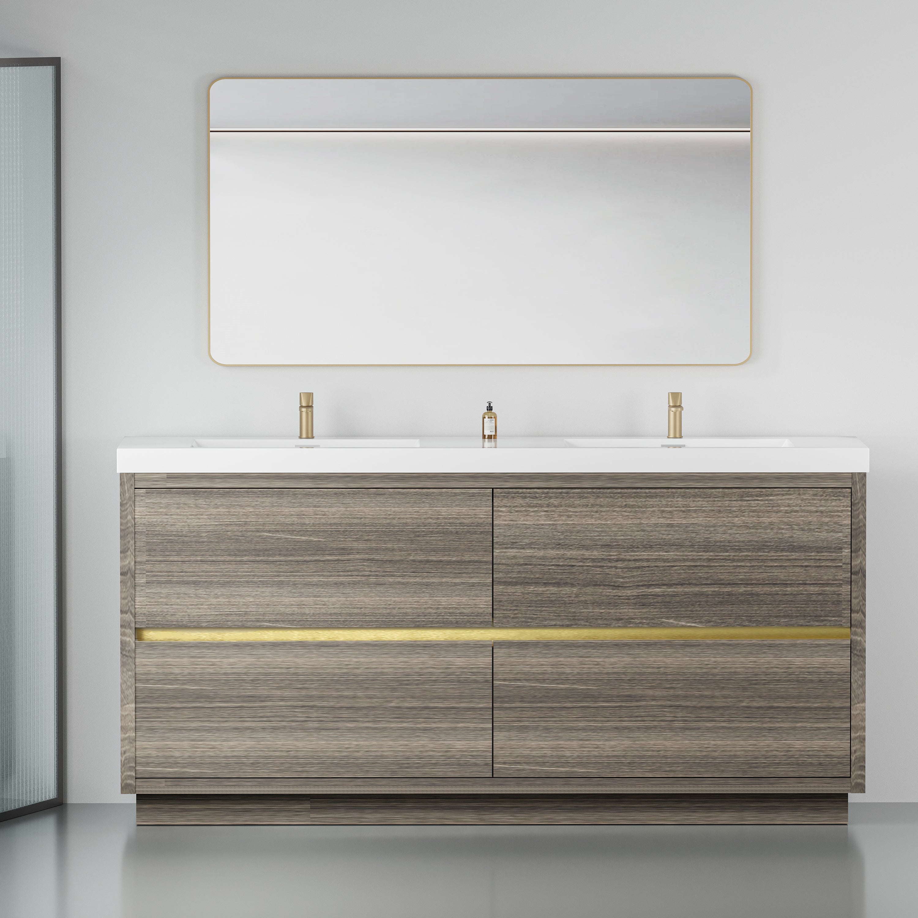 72" Ash Grey Freestanding Bathroom Vanity with Sink