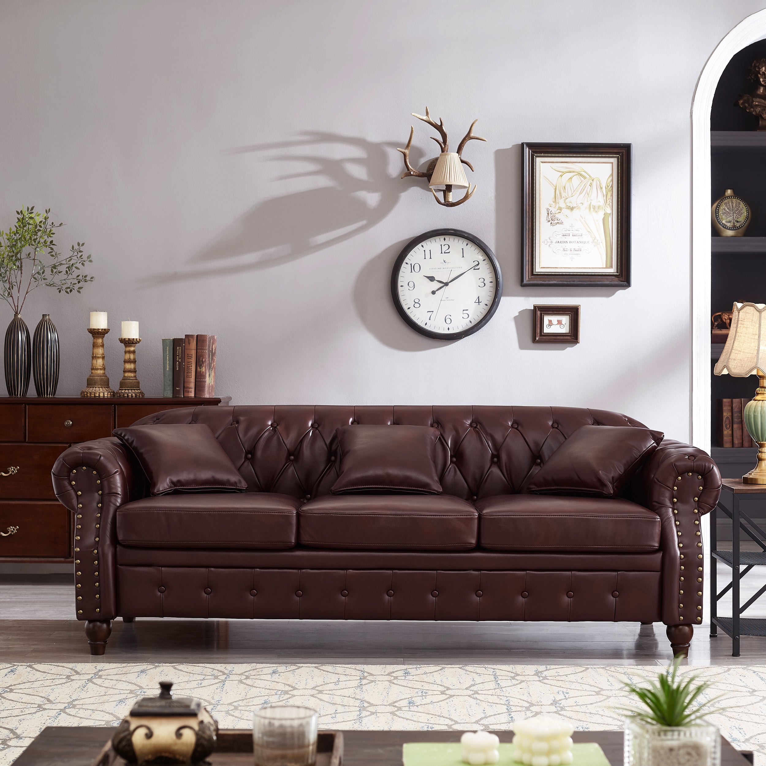 Burgundy Chesterfield Sofa with Storage