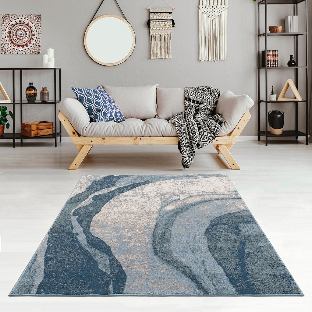 Abstract Wave Area Rug: Modern Home Decor