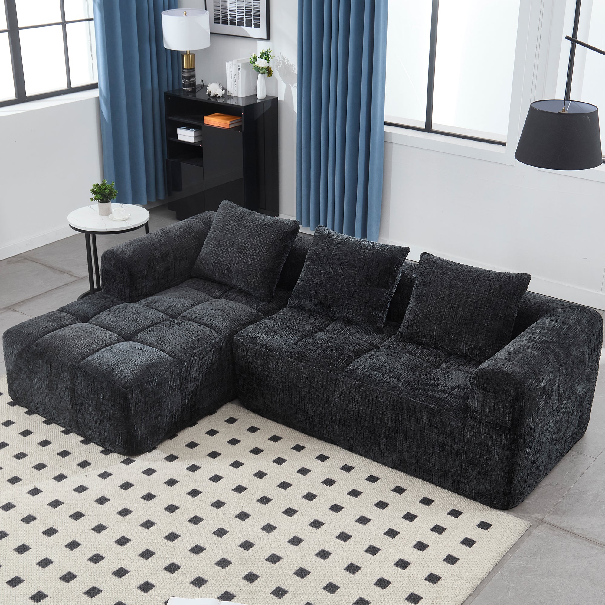 Modular Sectional Sofa: 98" L-Shaped Chaise