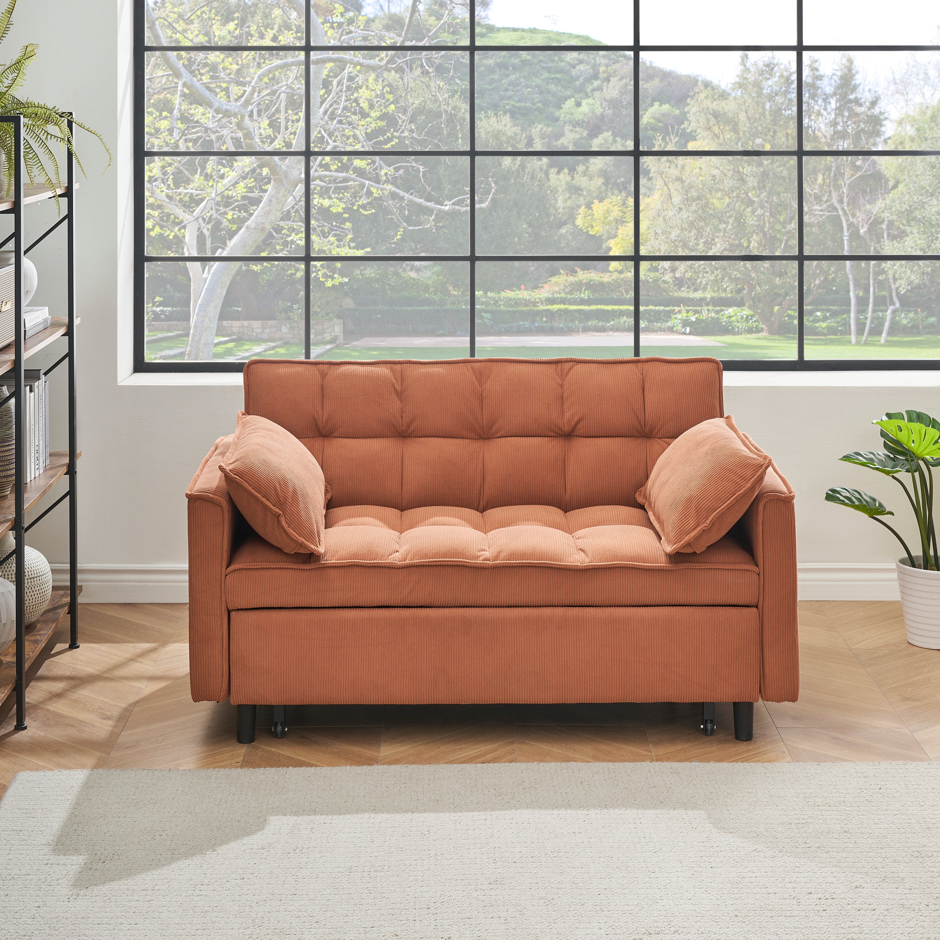 Orange Folding Sofa Bed: Recliner & Single Bed