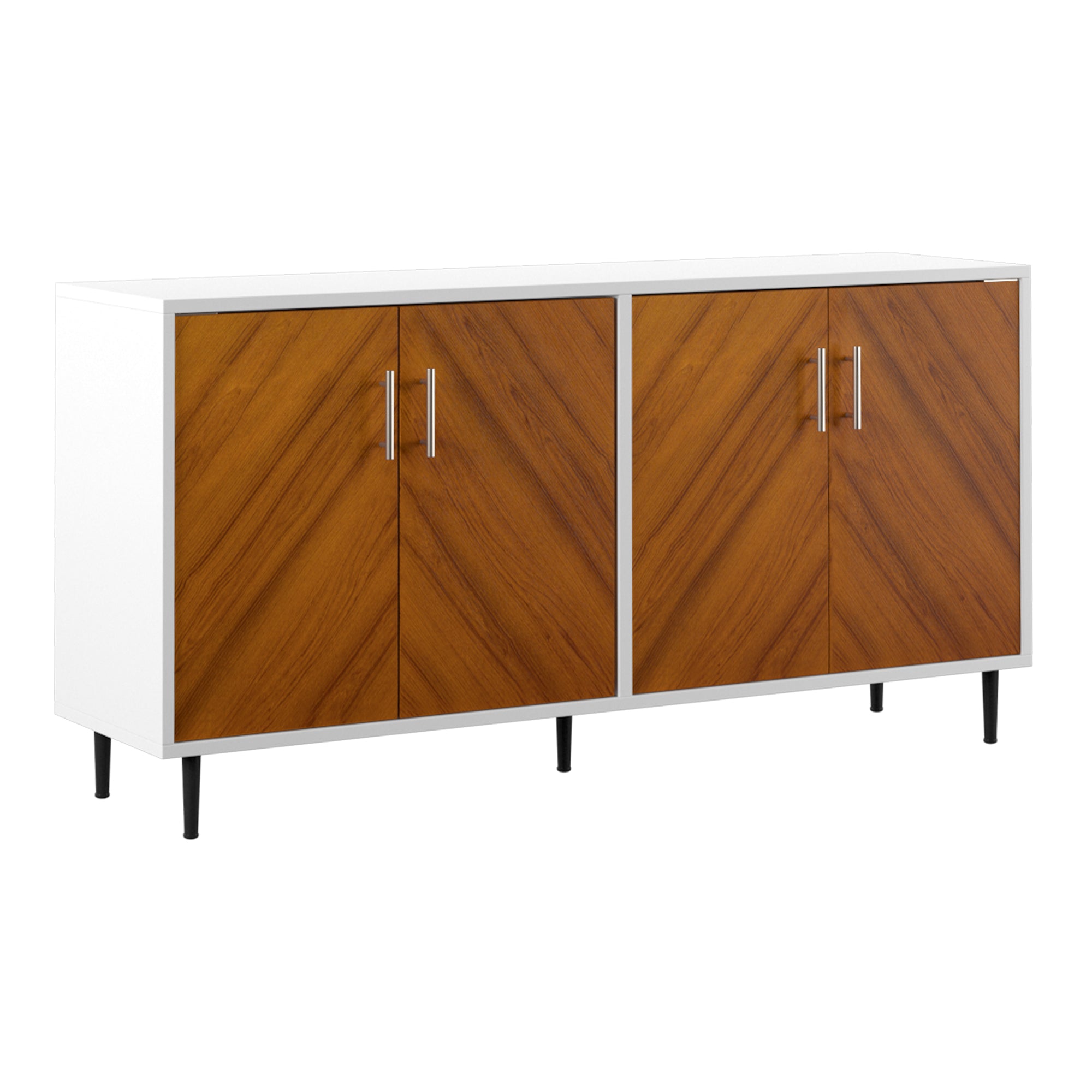 Mid-Century Modern Buffet: White & Teak
