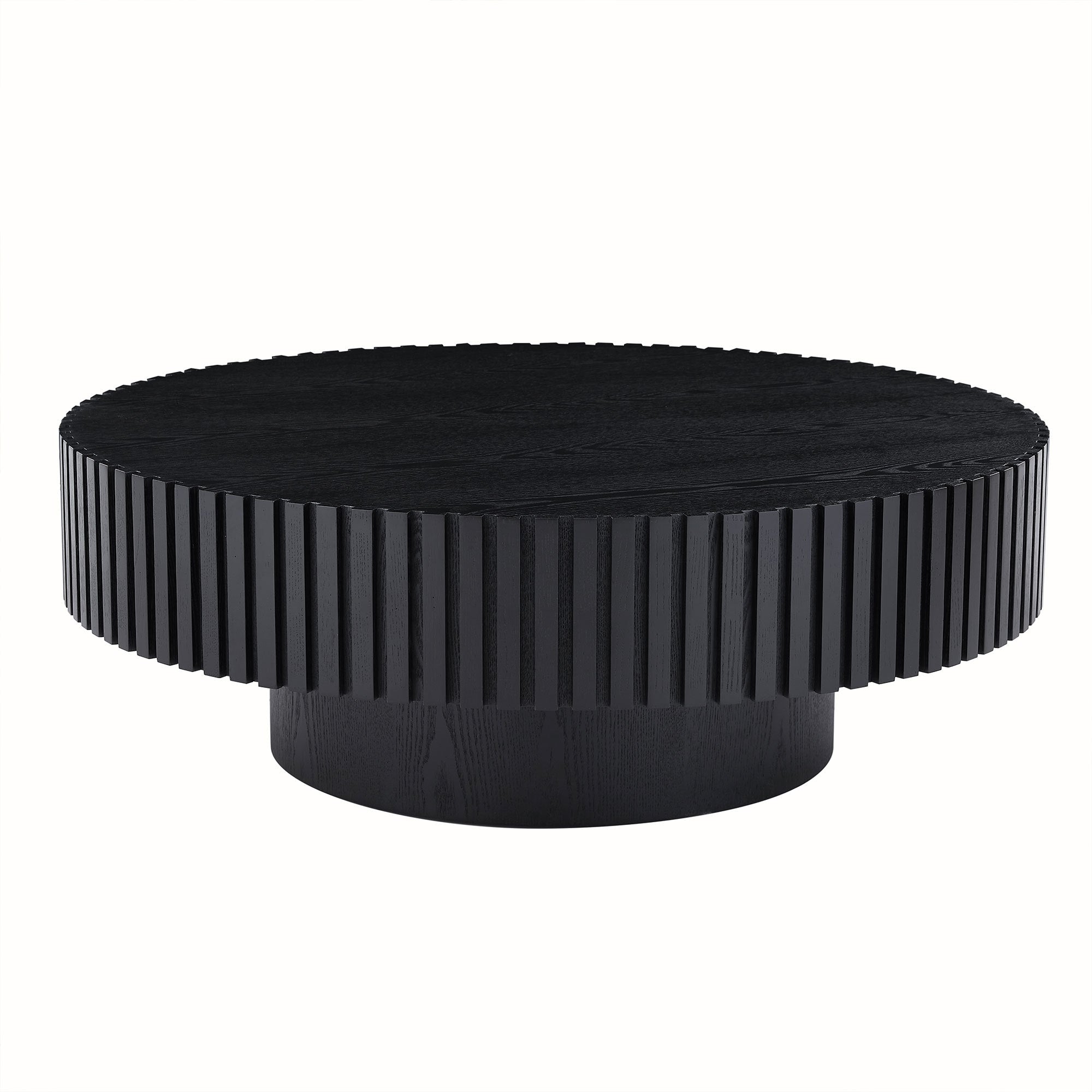 Modern Round Black MDF Coffee Table | 39.37"