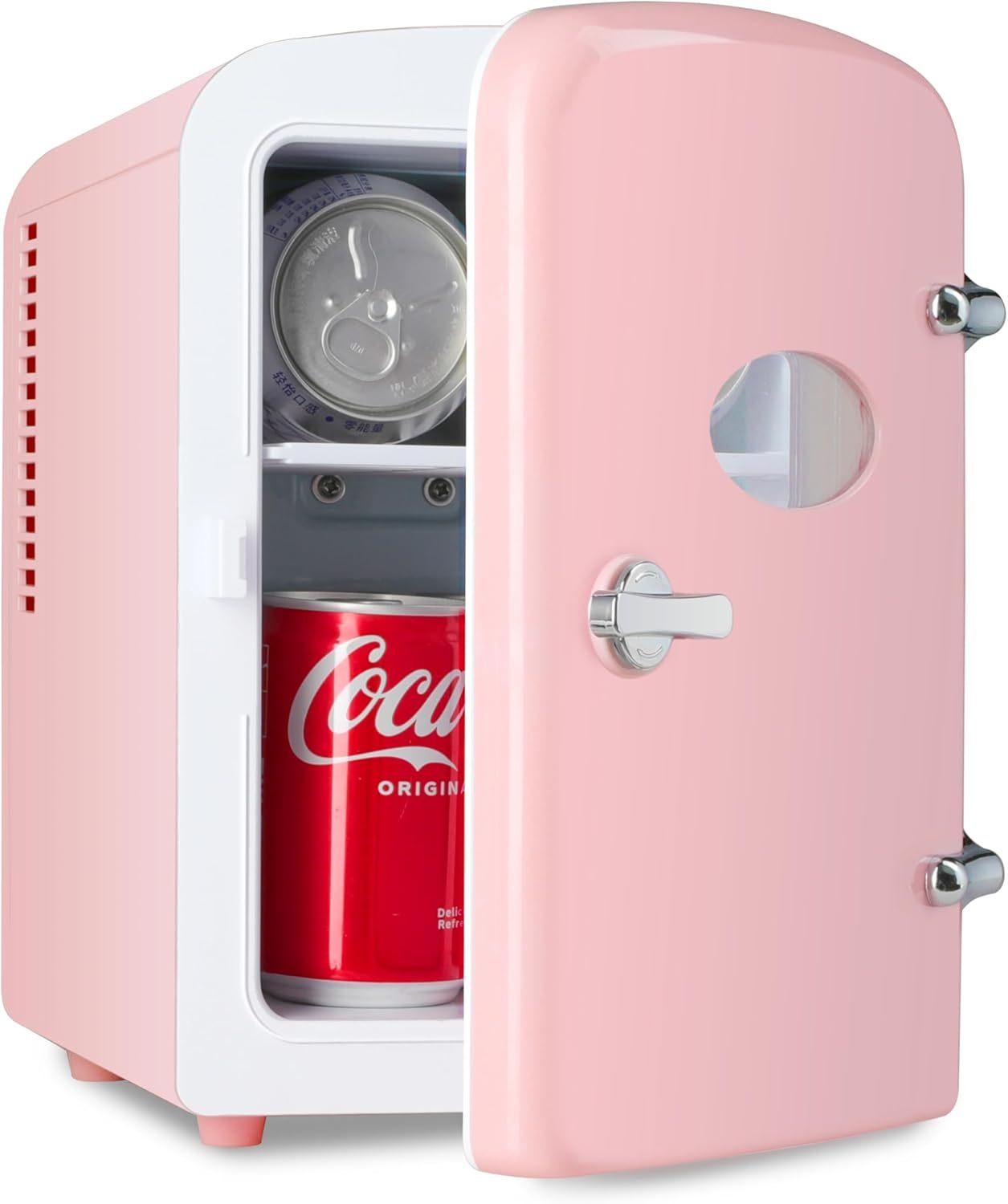 Pink Mini Fridge: 4L Cooler & Warmer, 6 Cans