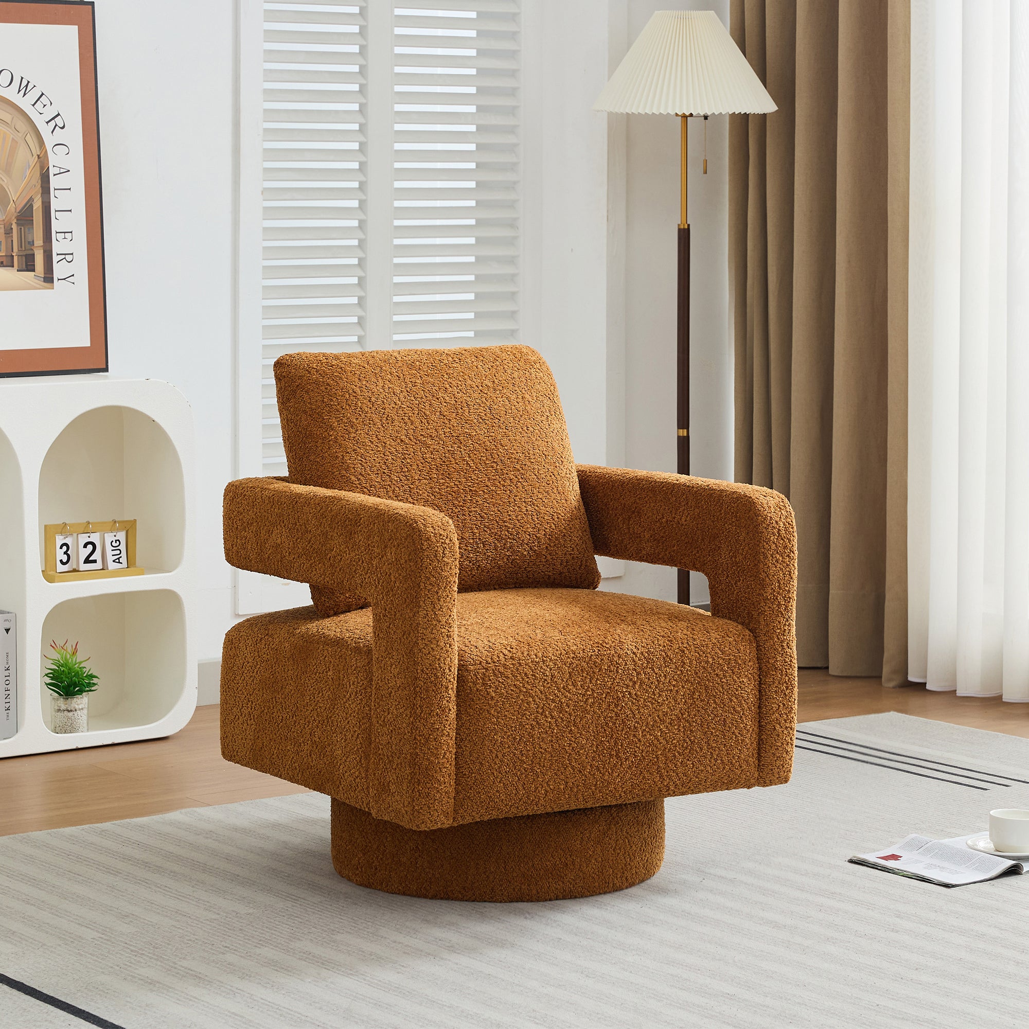 Modern Swivel Accent Chair, Caramel