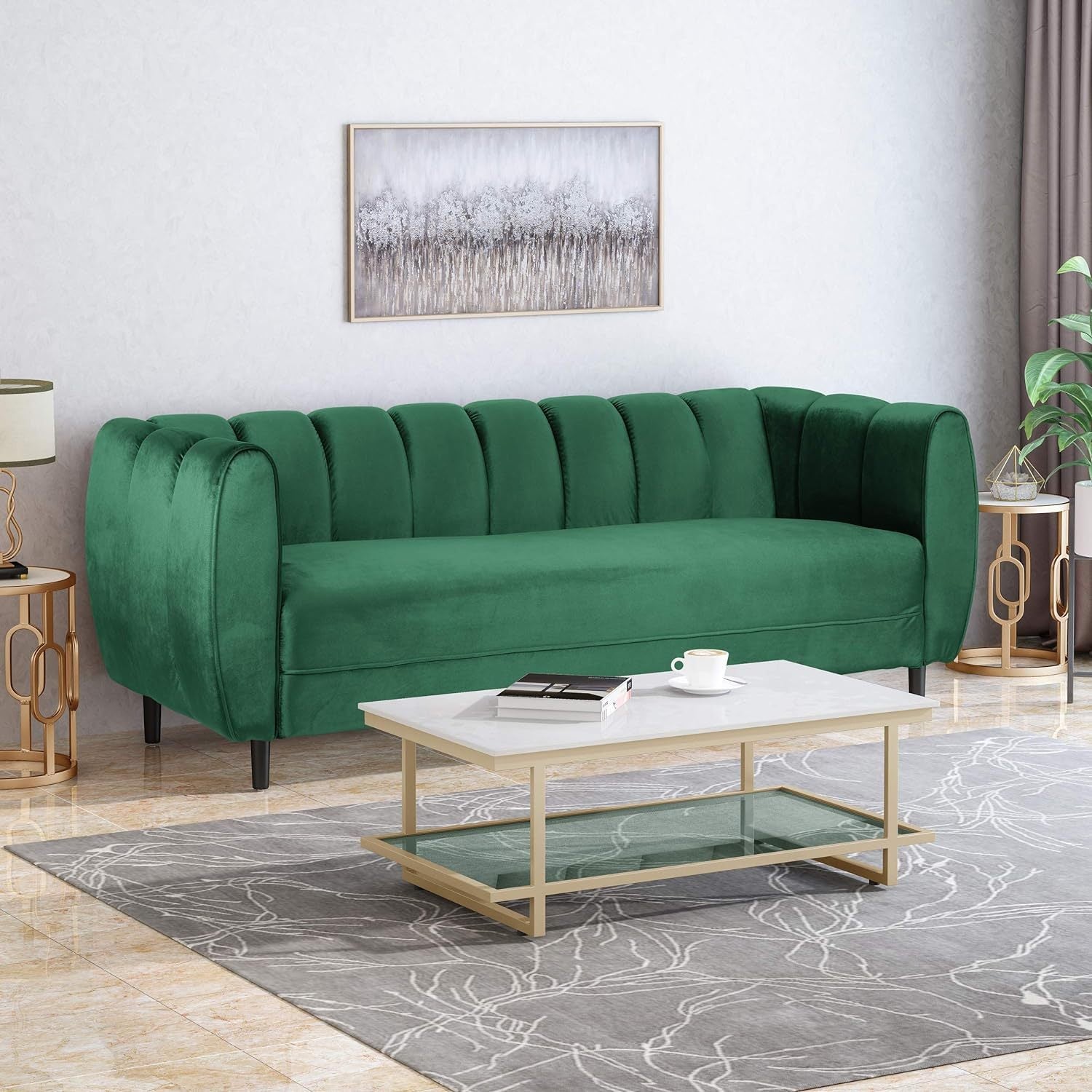 Miranda Velvet Sofa: 3-Seater, Carton Delivery