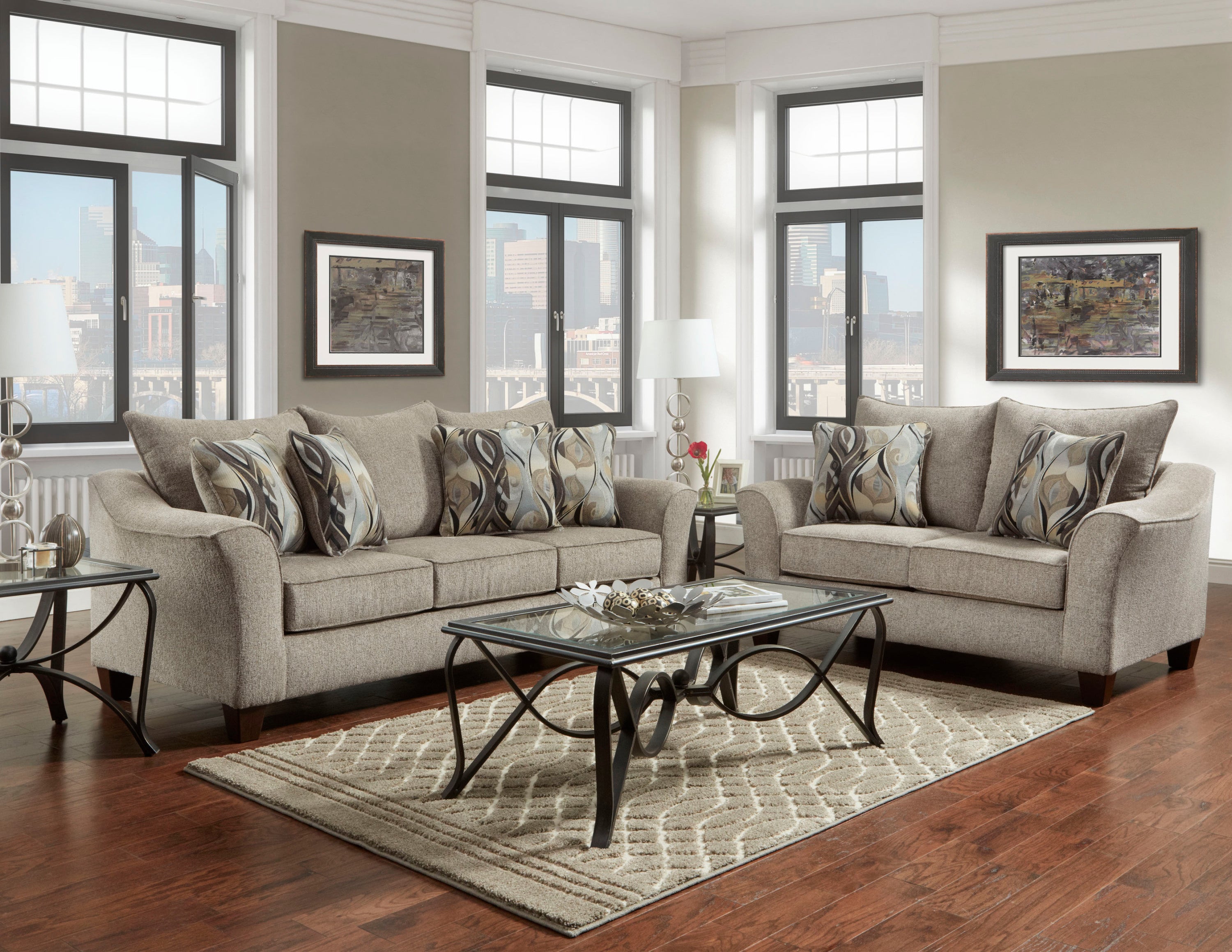 Gray Camero Fabric Sofa & Loveseat Set