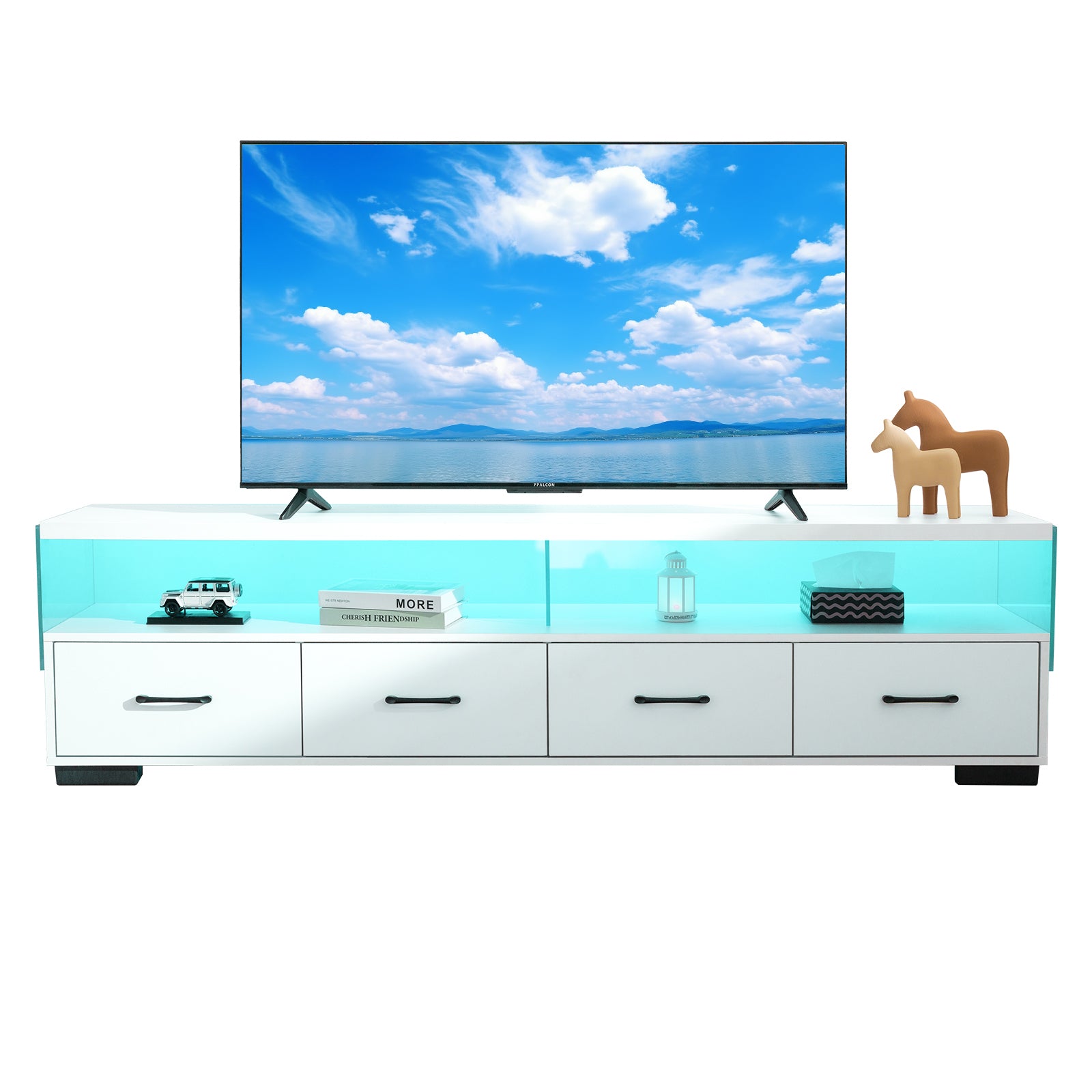 80" TV Stand w/ Doors & Drawers - White