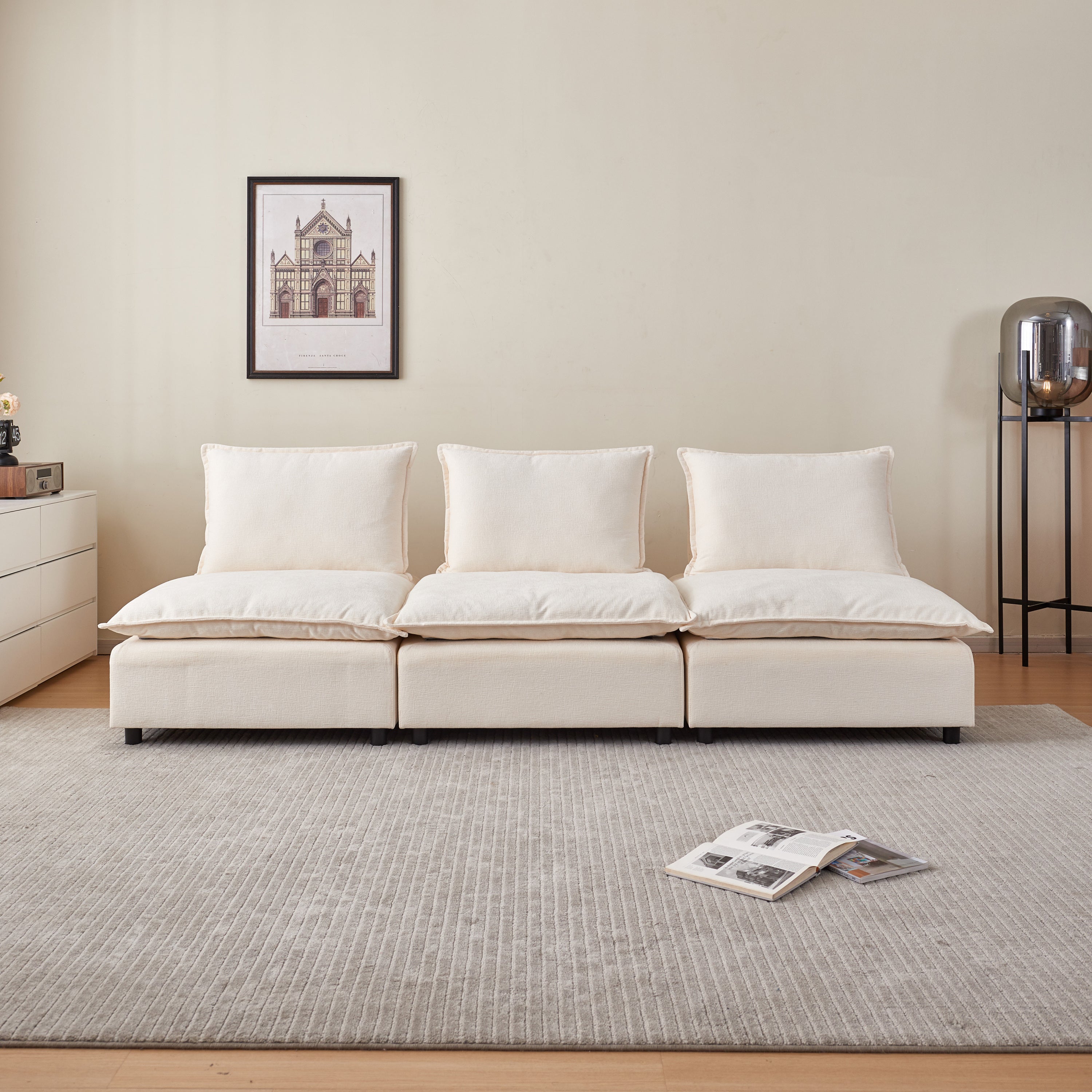 Mid-Century Modern 3-Seater Sofa: Stylish & Comfy