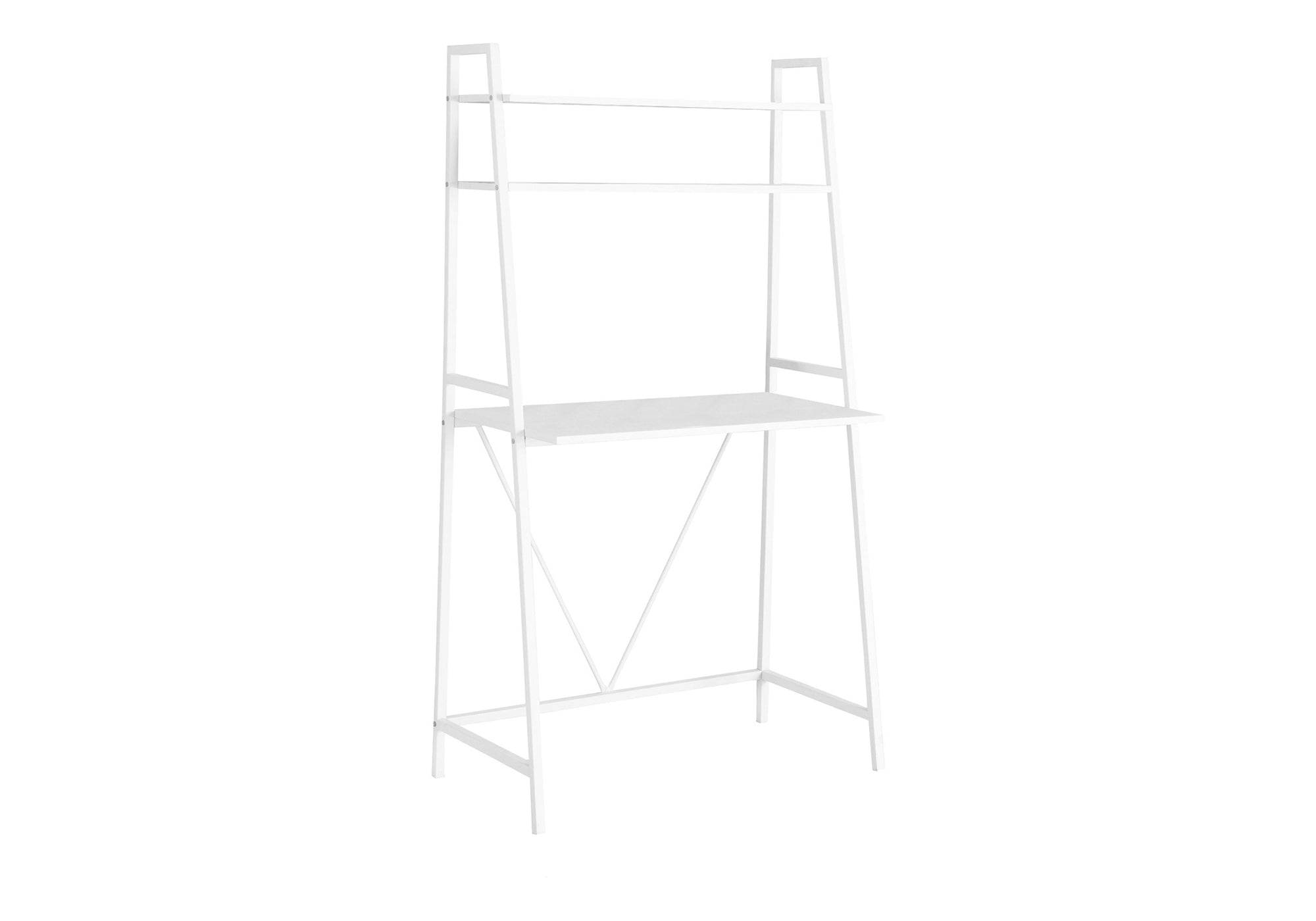 White Modern Computer Desk w/ Storage Shelves | Home Office