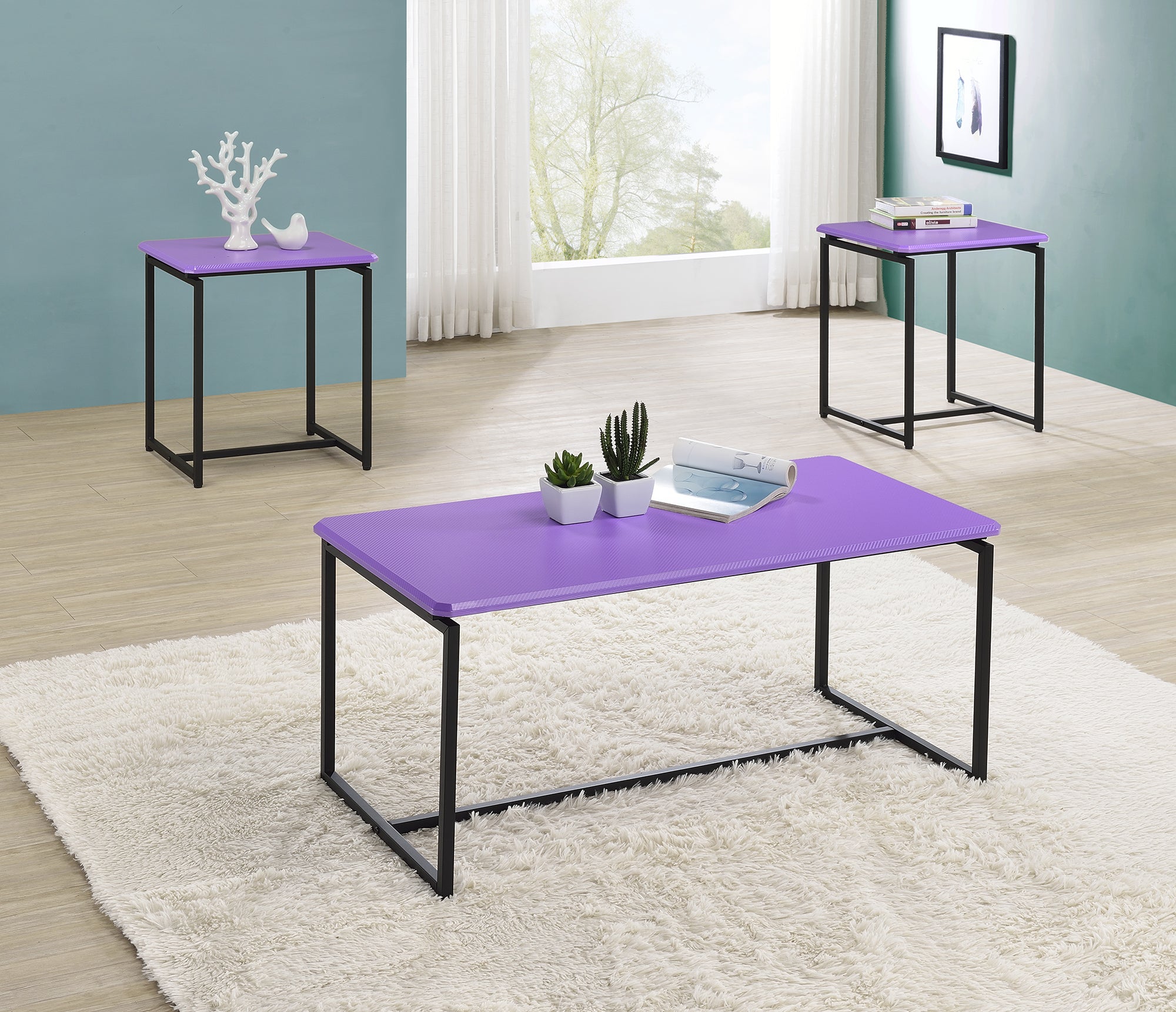 Violet Carbon Fiber Coffee Table Set