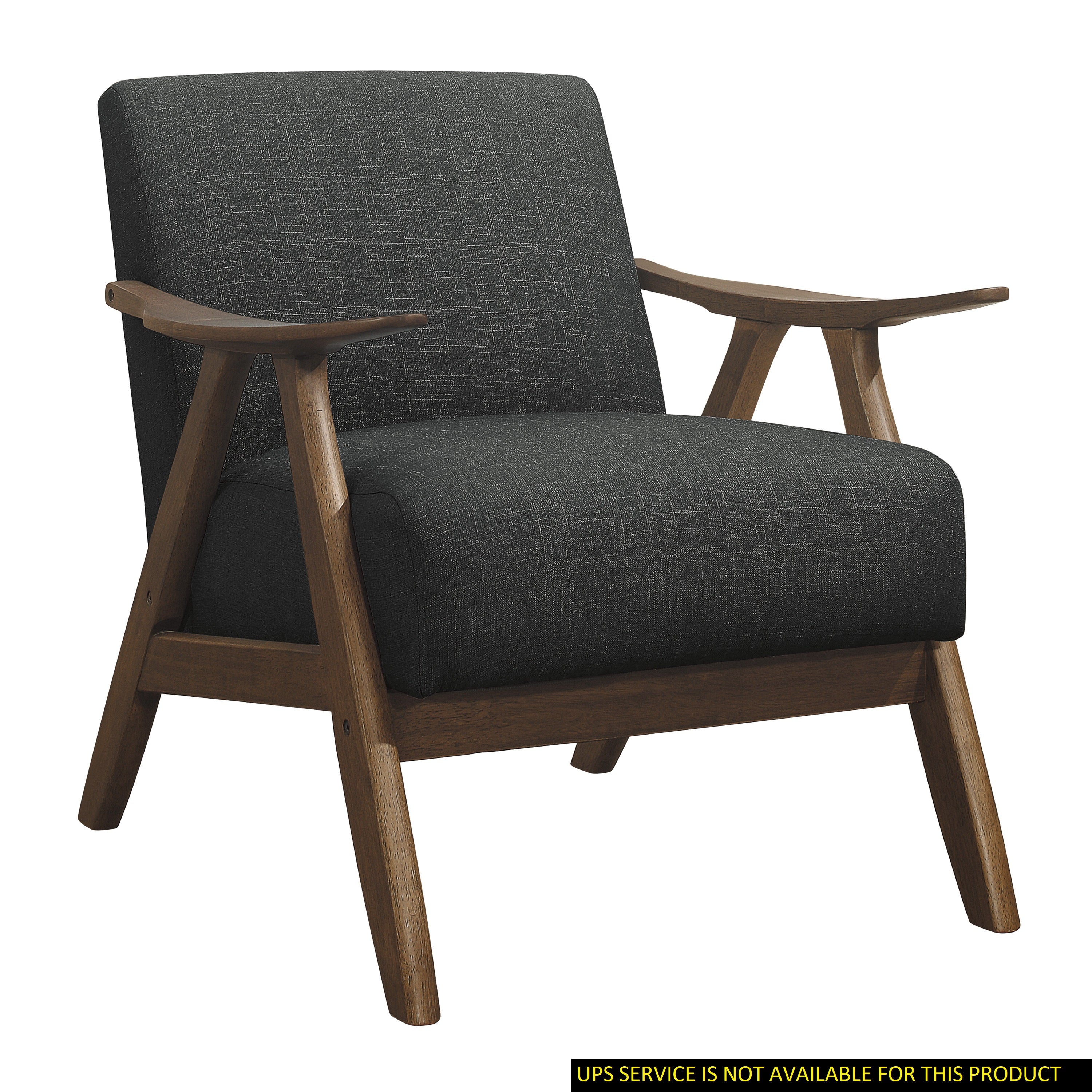 Modern Dark Gray Accent Chair | Walnut Legs