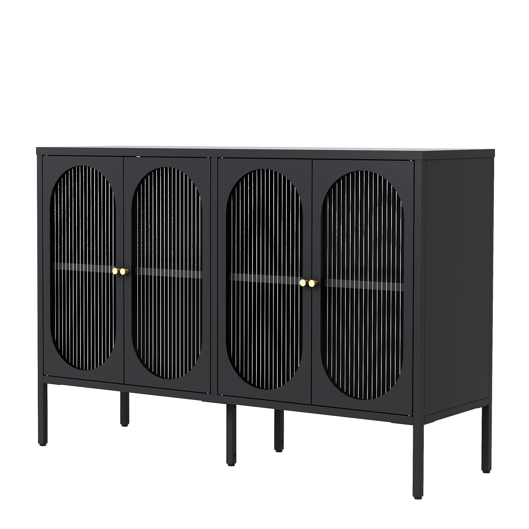 Industrial Metal Sideboard Cabinet with 4 Glass Doors