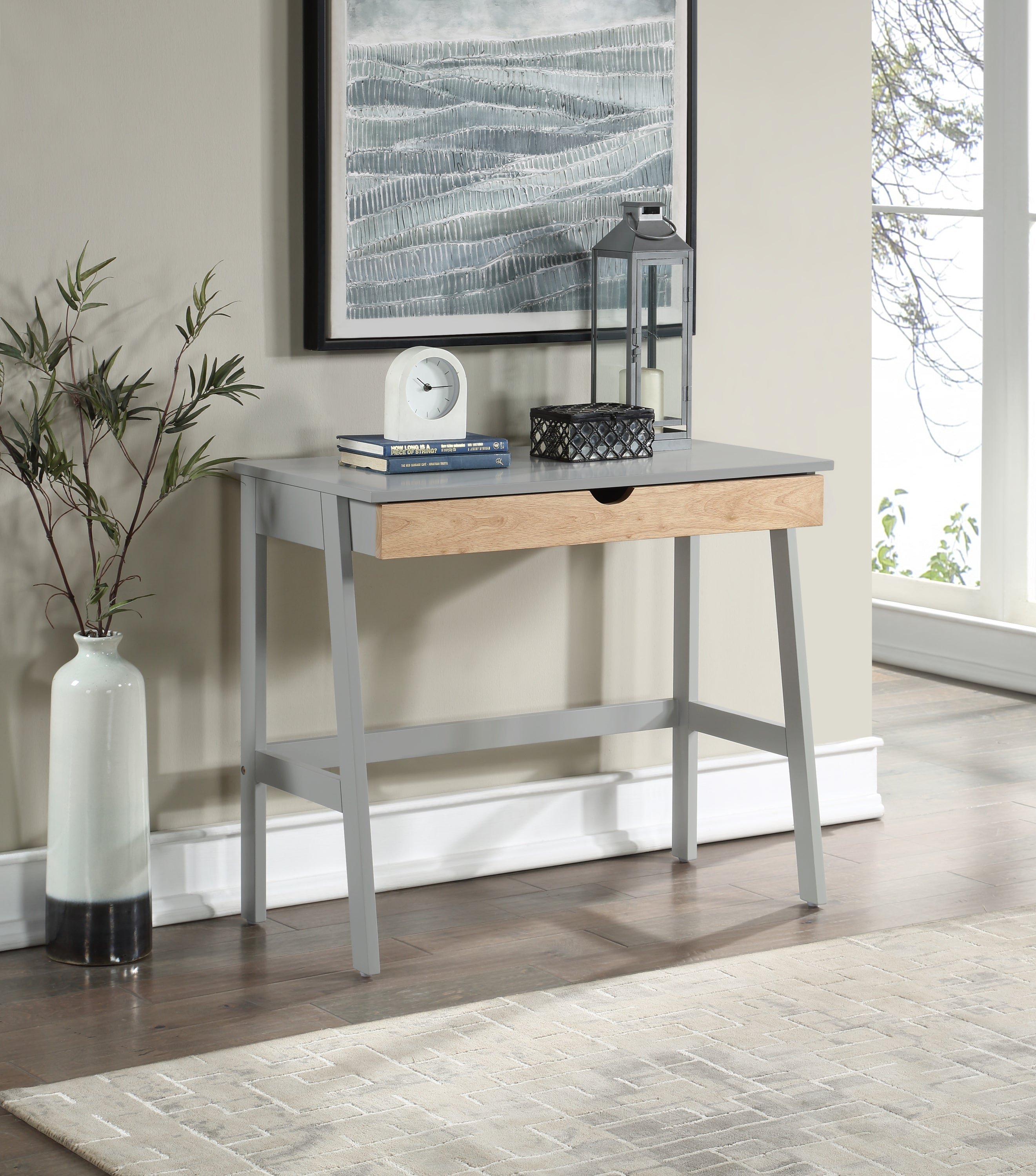 Hilton Desk - Gray & Natural Wood Office Desk