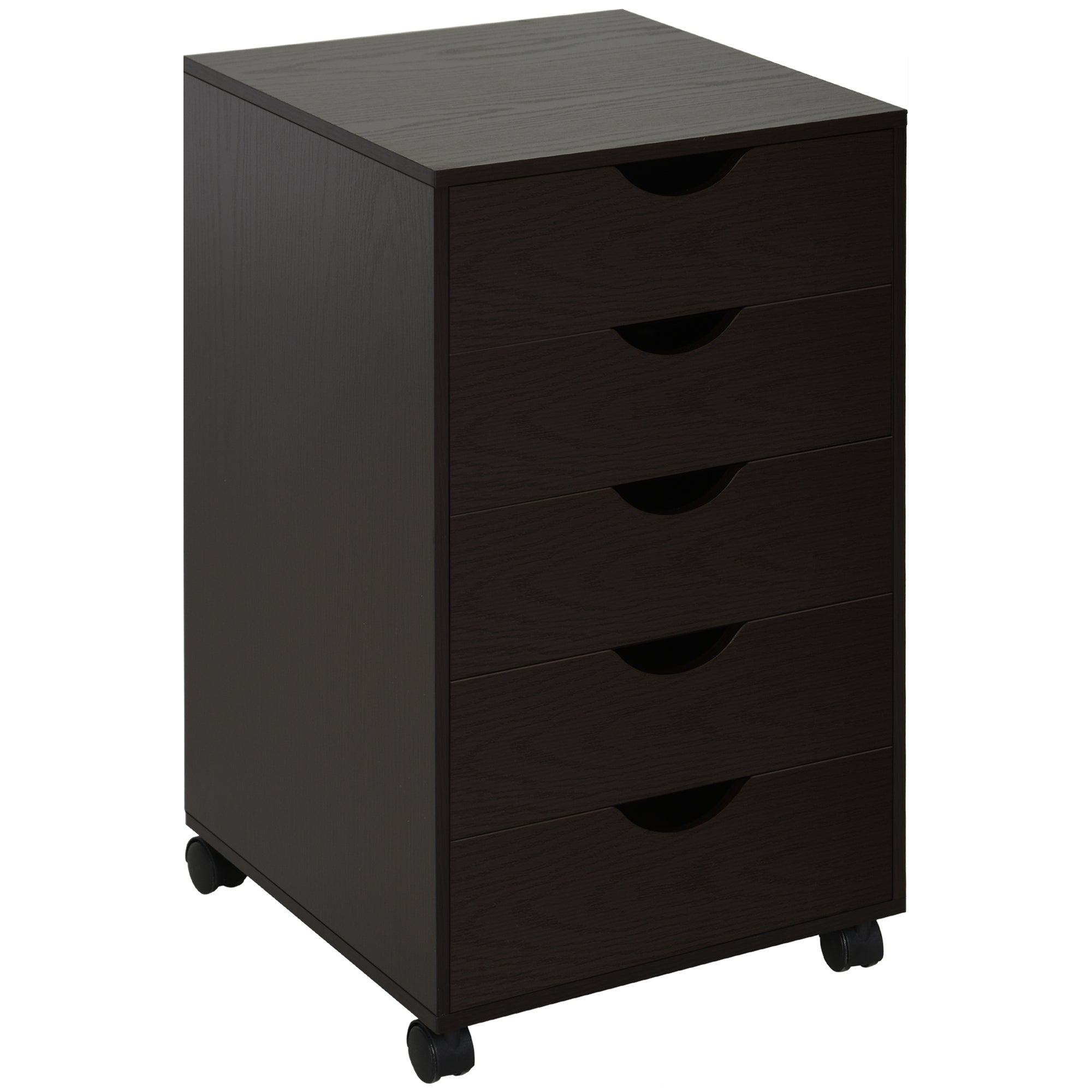 Brown 5-Drawer File Cabinet w/ Wheels