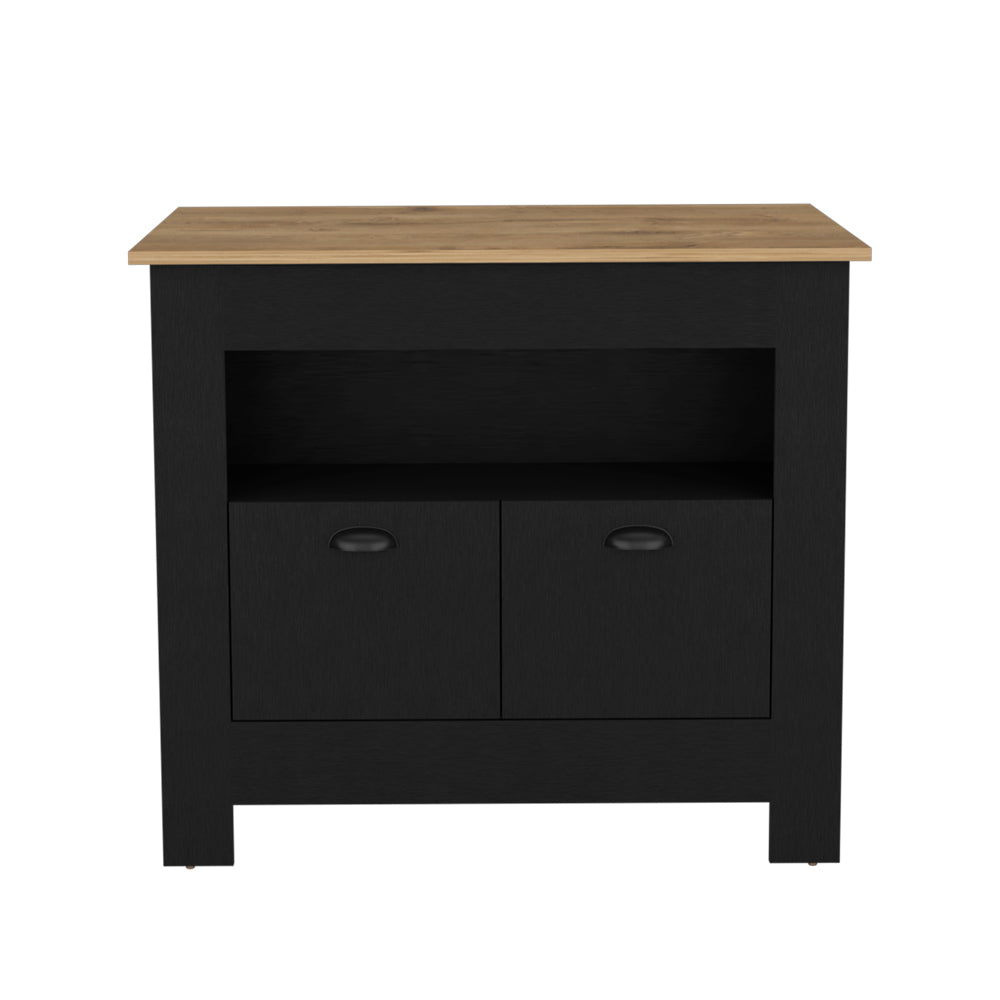 Geneva Kitchen Island: Black & Macadamia