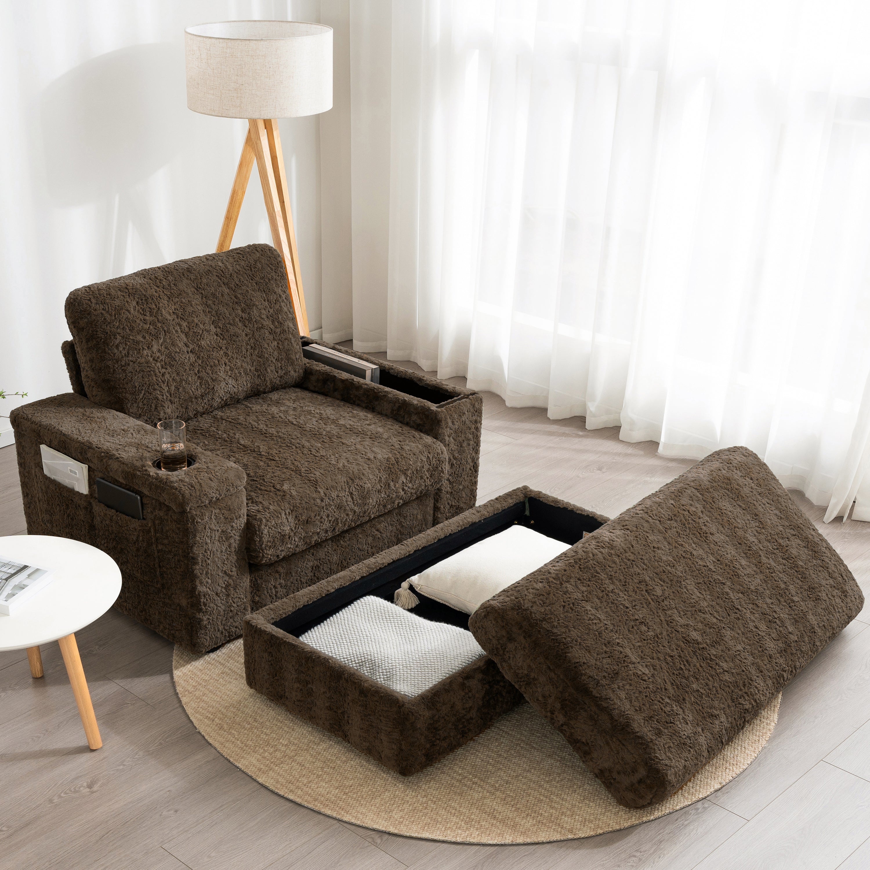Oversized Chaise Lounge: Faux Fur Sofa Bed