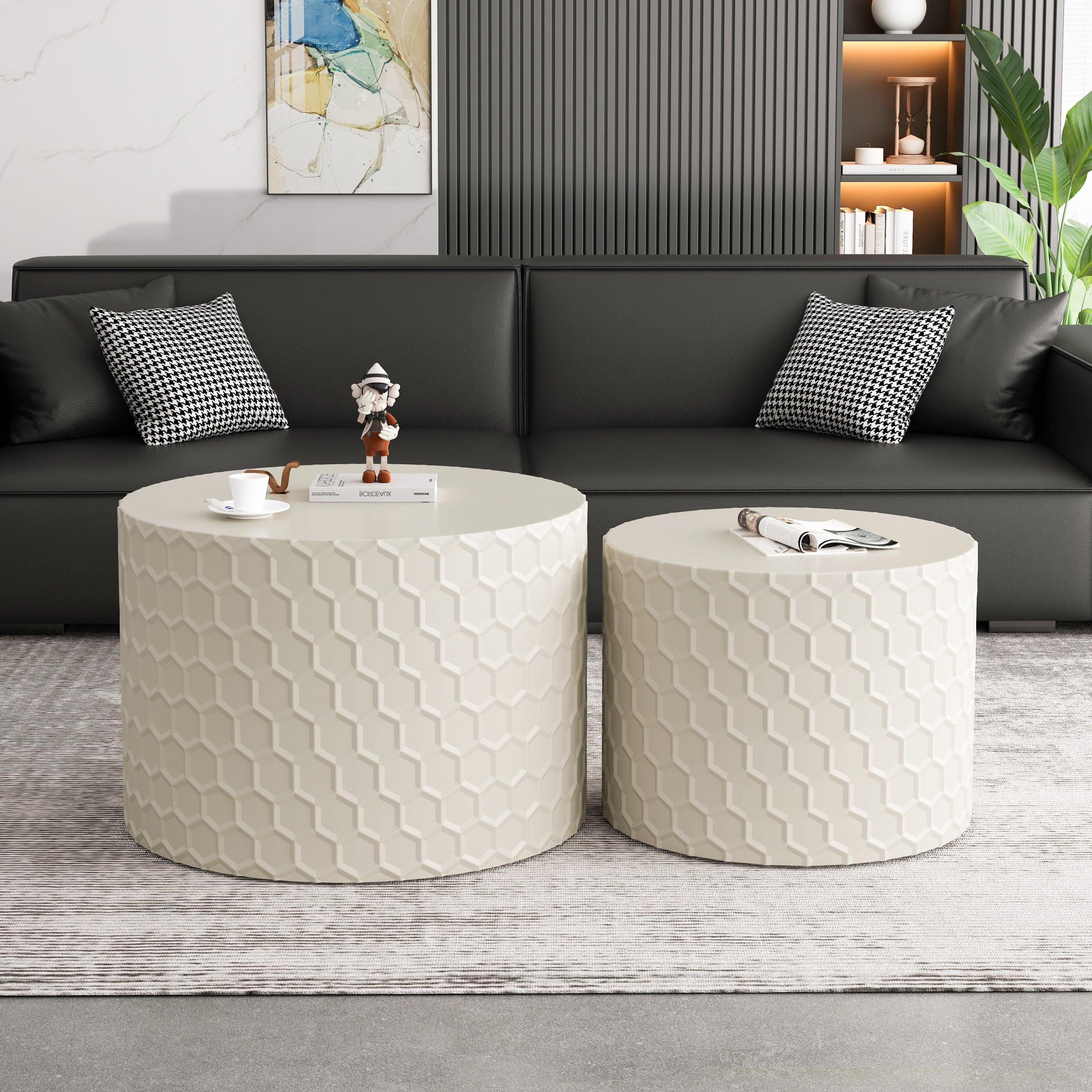 Modern Honeycomb Coffee Table Set (2 Pcs)