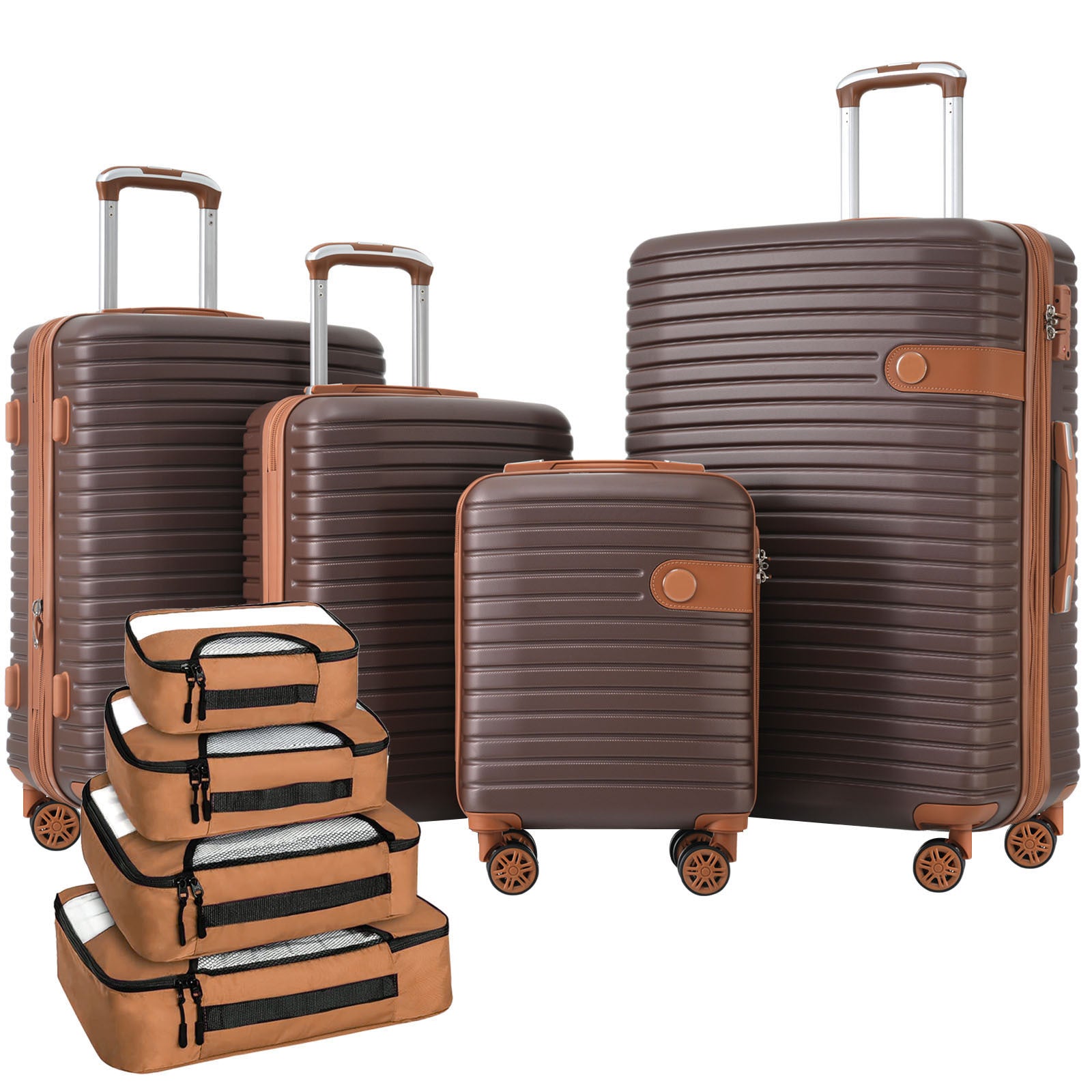 Expandable Luggage Set: 4 Piece Hard Shell Suitcase