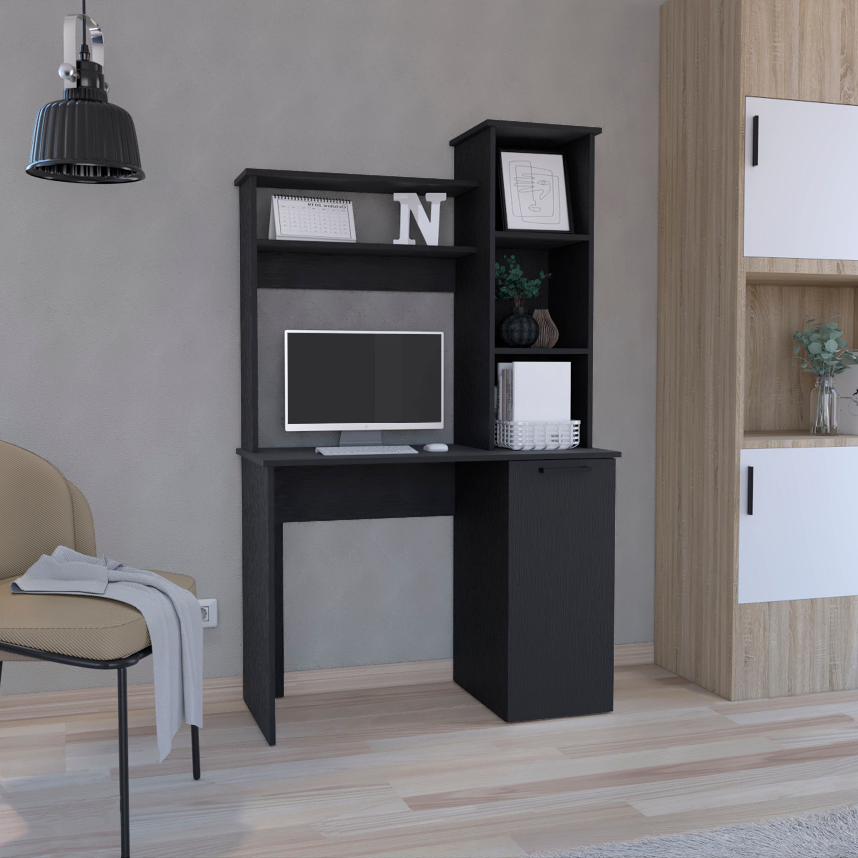 Carson Computer Desk w/ Hutch & Storage - White