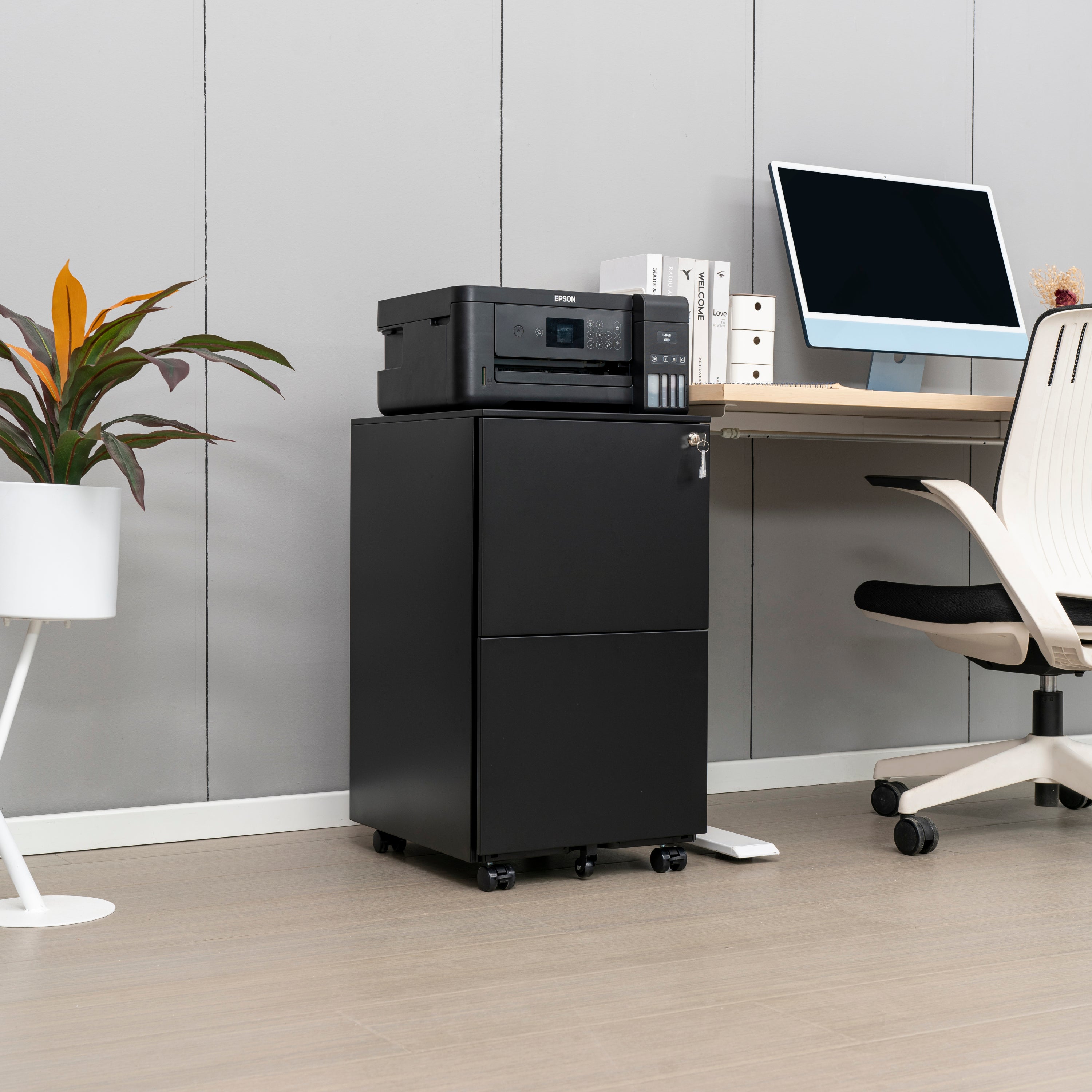 Locking Steel File Cabinet on Wheels