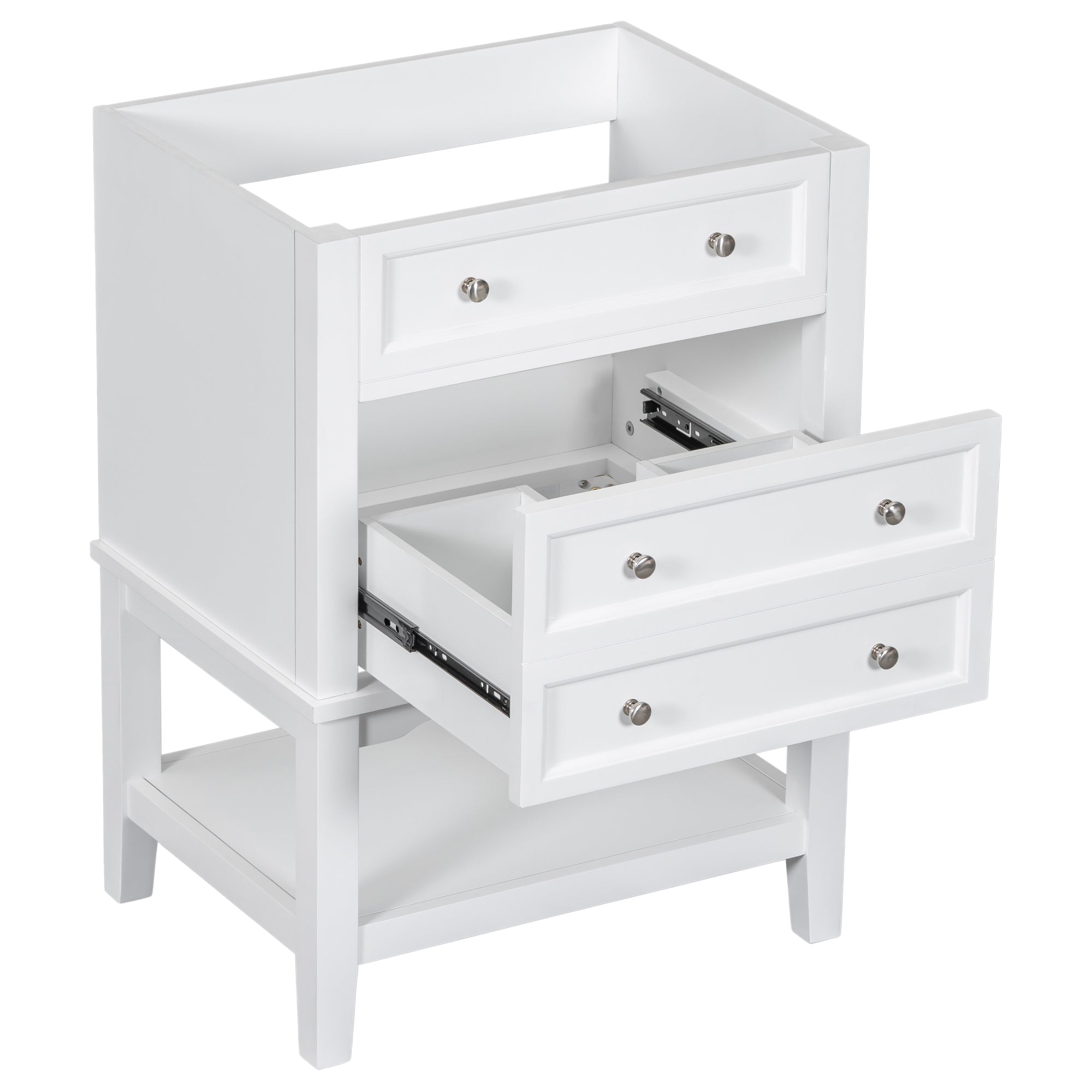 White 24" Bathroom Vanity Base w/ Drawer & Shelf