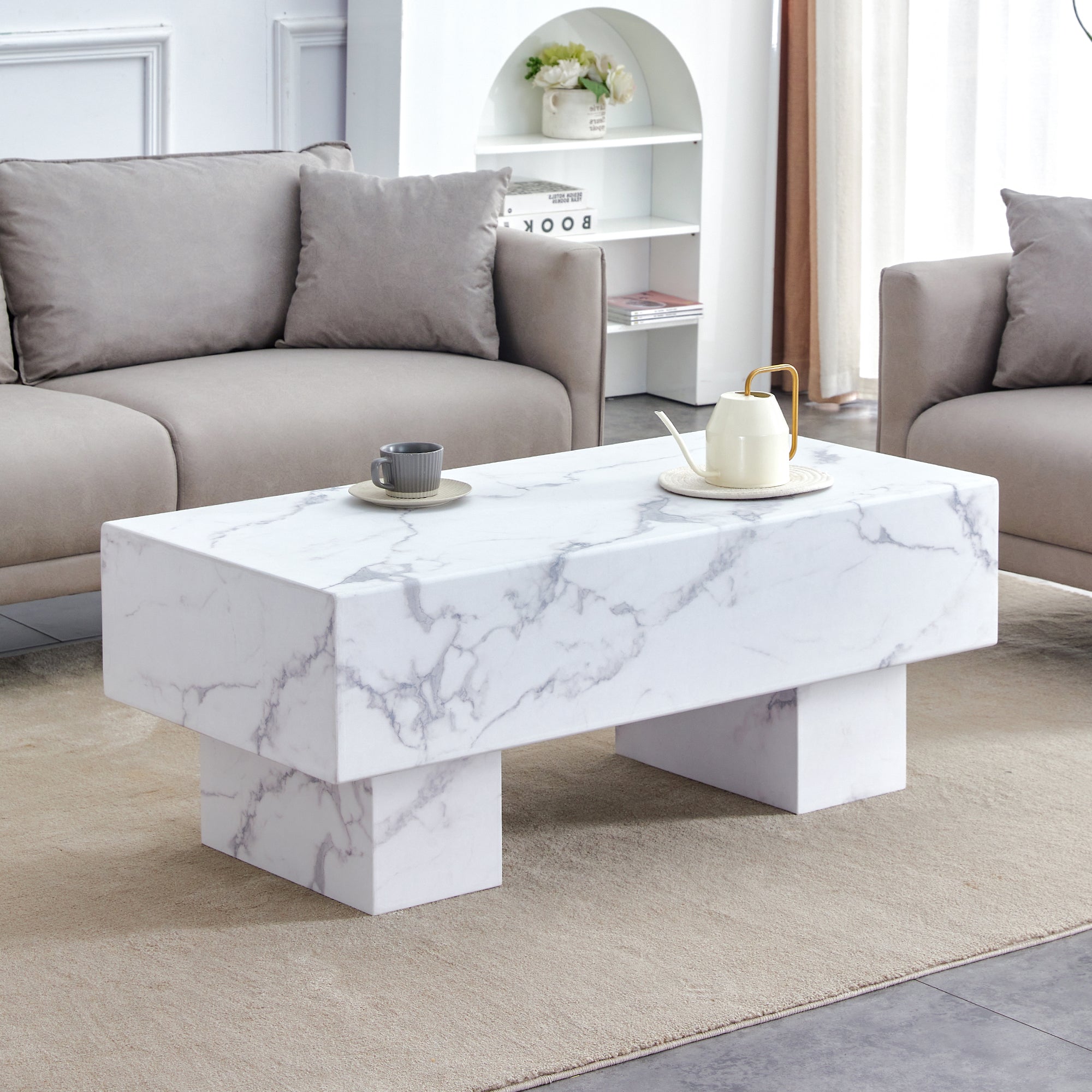 Modern Patterned White Coffee Table | Living Room Furniture